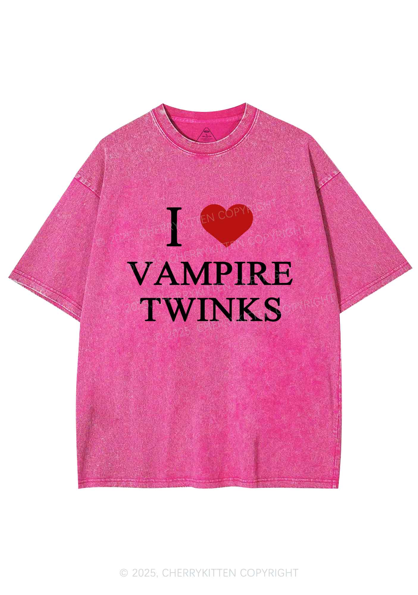 Halloween I Love Vampire Twinks Pride Y2K Shirts Washed Tee Cherrykitten - Image 4