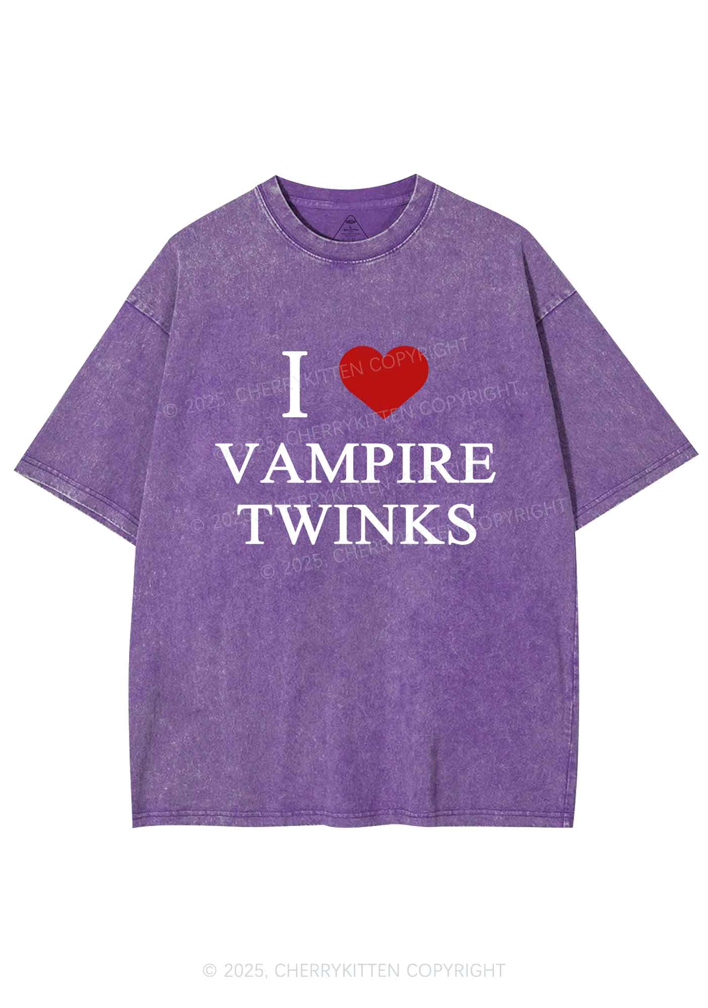 Halloween I Love Vampire Twinks Pride Y2K Shirts Washed Tee Cherrykitten - Image 5