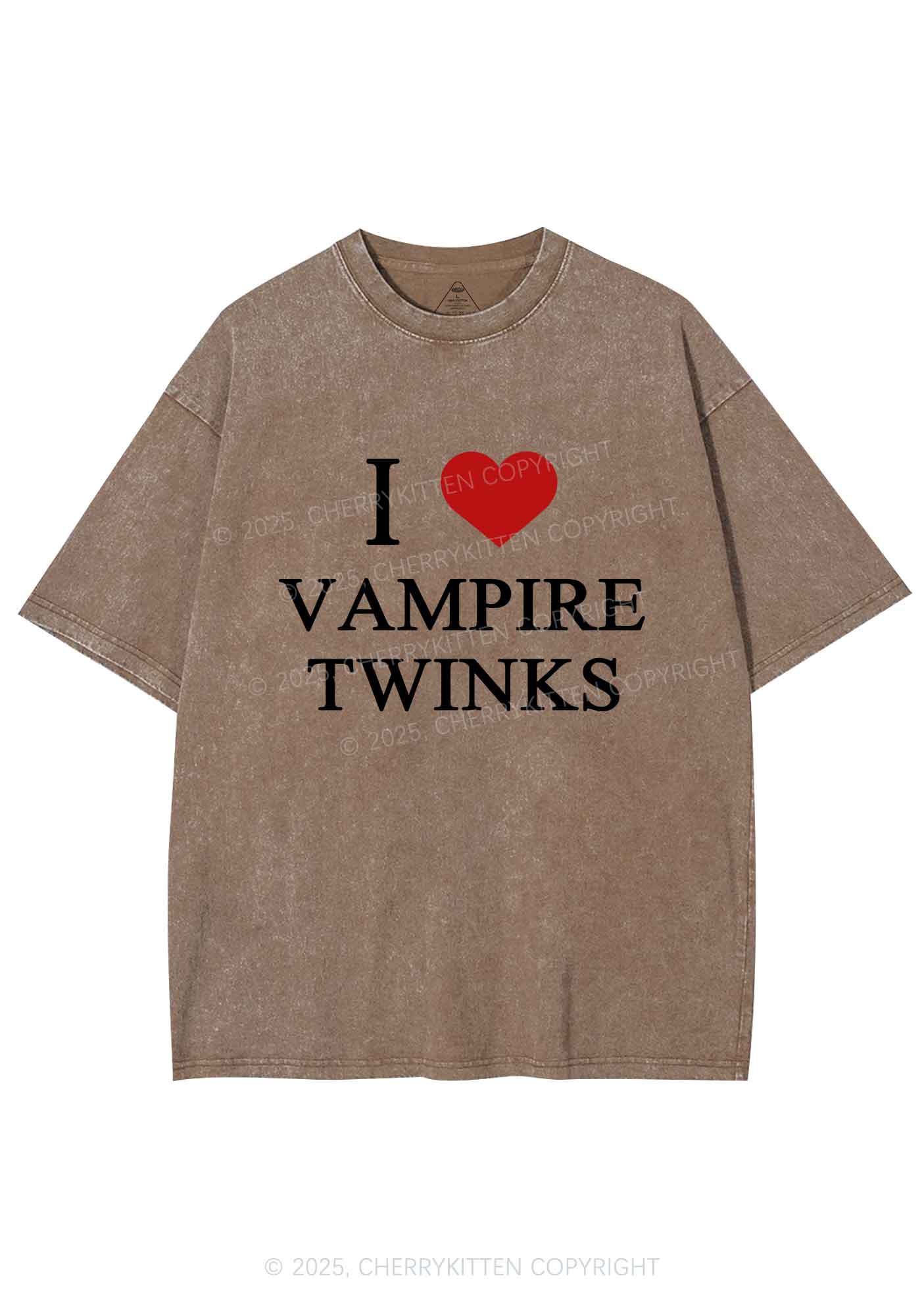 Halloween I Love Vampire Twinks Pride Y2K Shirts Washed Tee Cherrykitten - Image 6