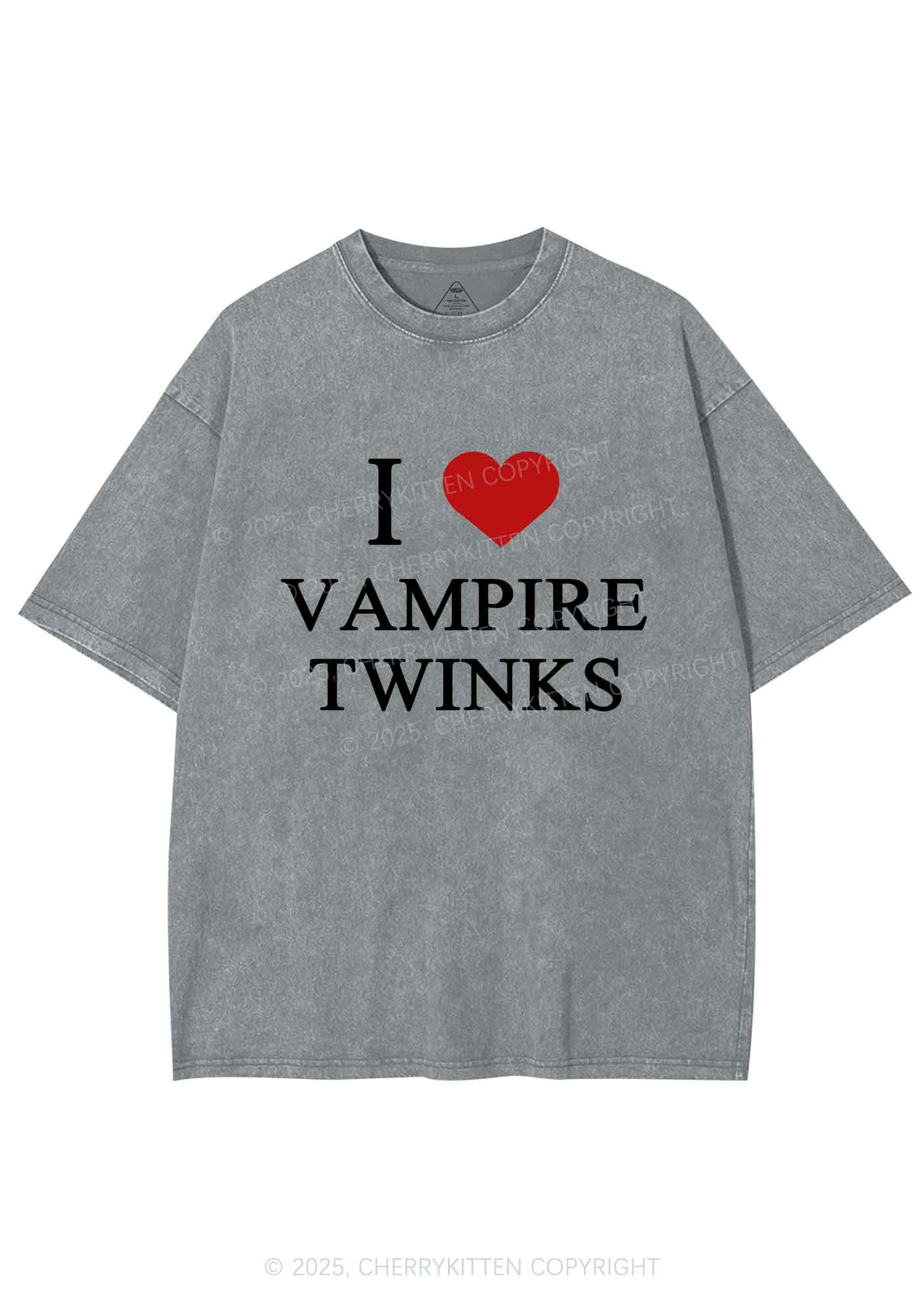 Halloween I Love Vampire Twinks Pride Y2K Shirts Washed Tee Cherrykitten - Image 7