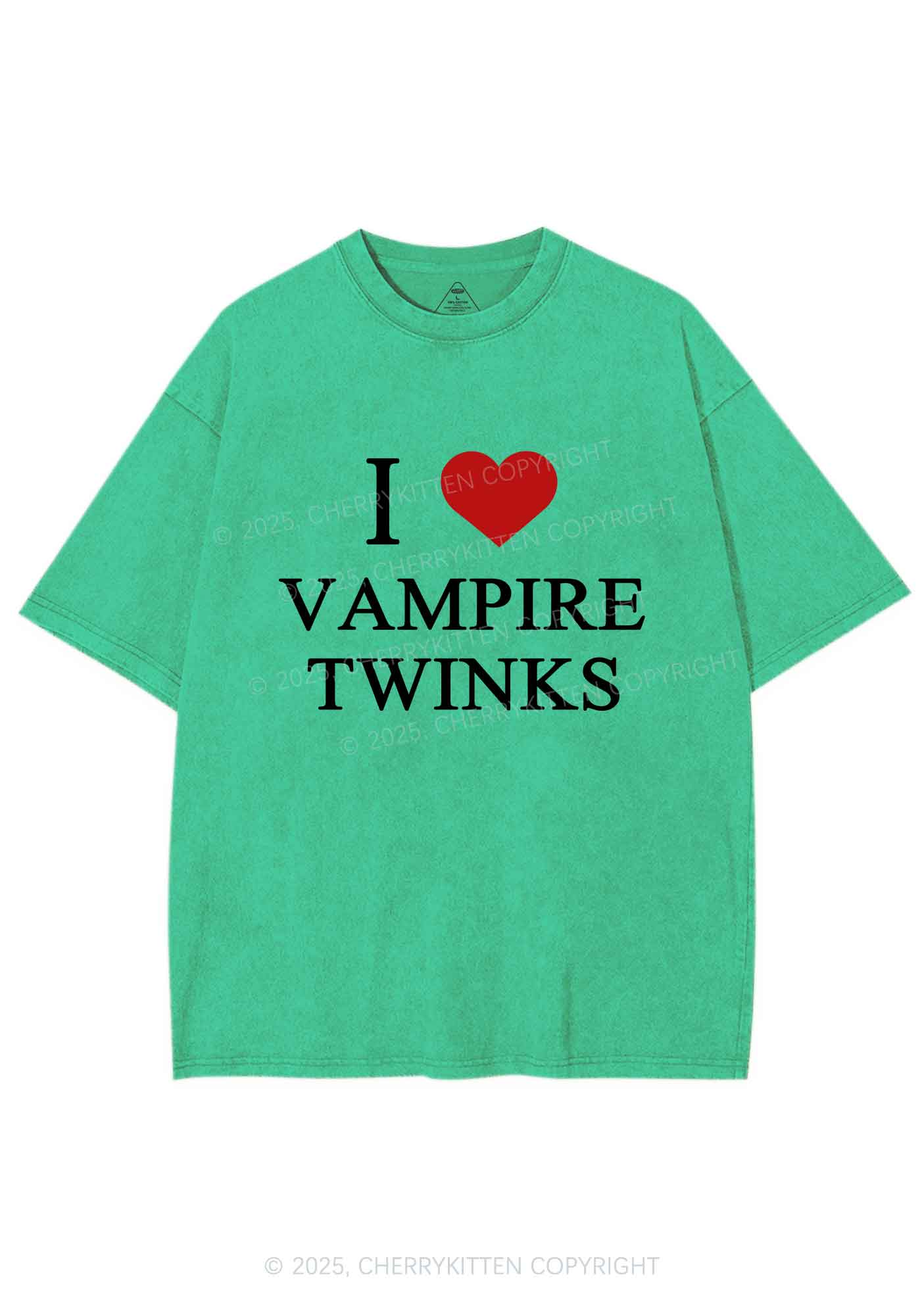 Halloween I Love Vampire Twinks Pride Y2K Shirts Washed Tee Cherrykitten - Image 8