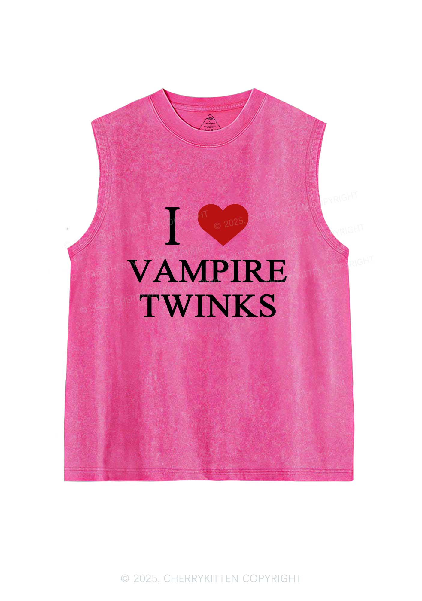 Halloween I Love Vampire Twinks Pride Y2K Washed Muscle Tank Cherrykitten - Image 4