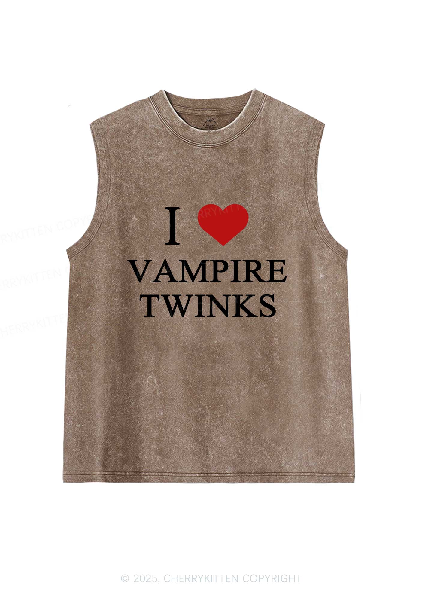 Halloween I Love Vampire Twinks Pride Y2K Washed Muscle Tank Cherrykitten - Image 5
