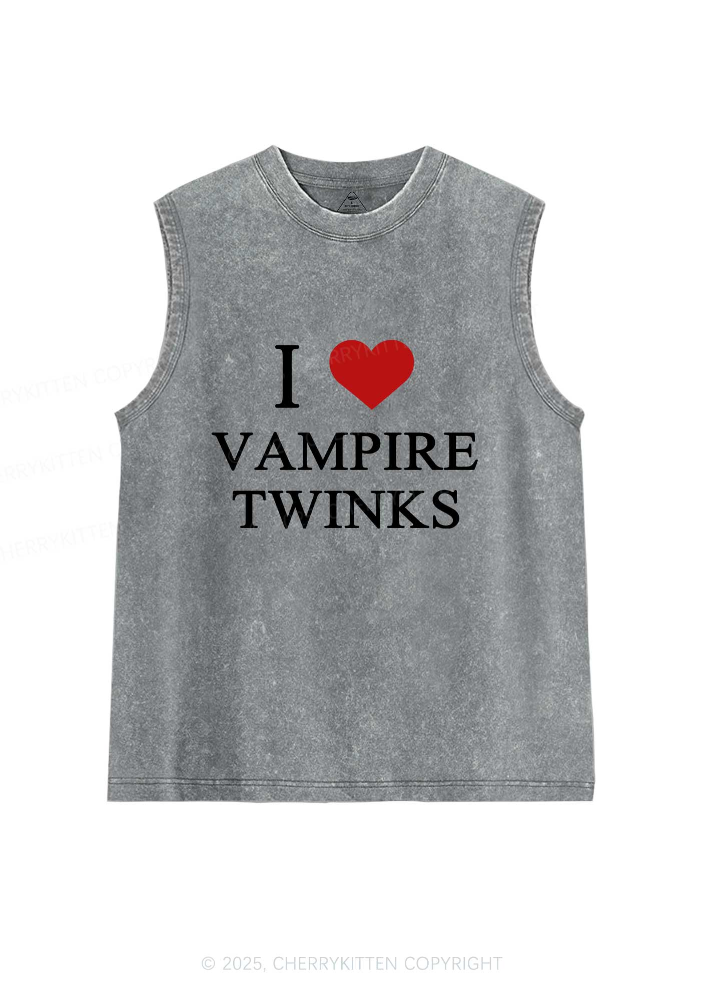 Halloween I Love Vampire Twinks Pride Y2K Washed Muscle Tank Cherrykitten - Image 6