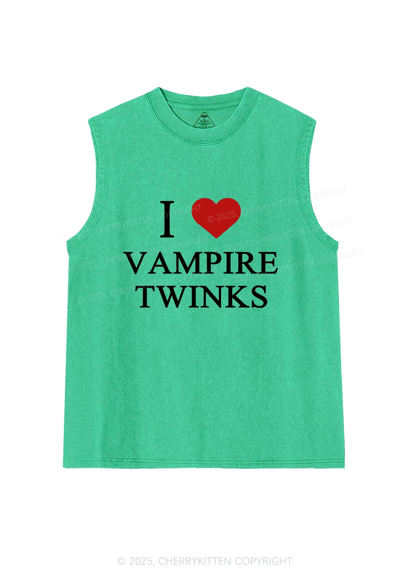 Halloween I Love Vampire Twinks Pride Y2K Washed Muscle Tank Cherrykitten - Image 7