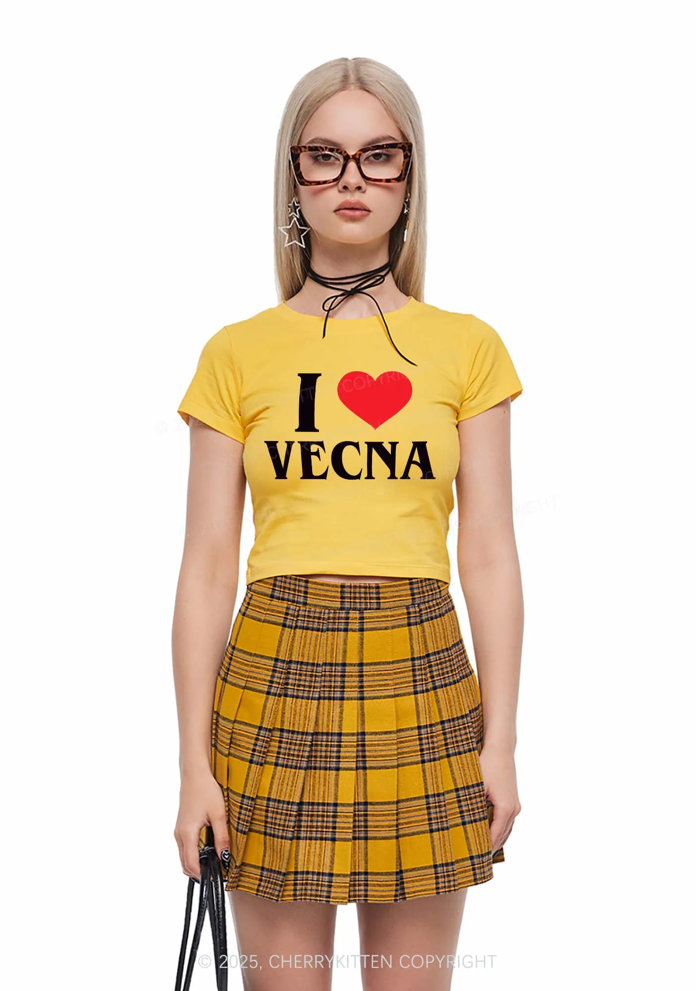 I Love VN Y2K Baby Tee Cherrykitten - Image 2