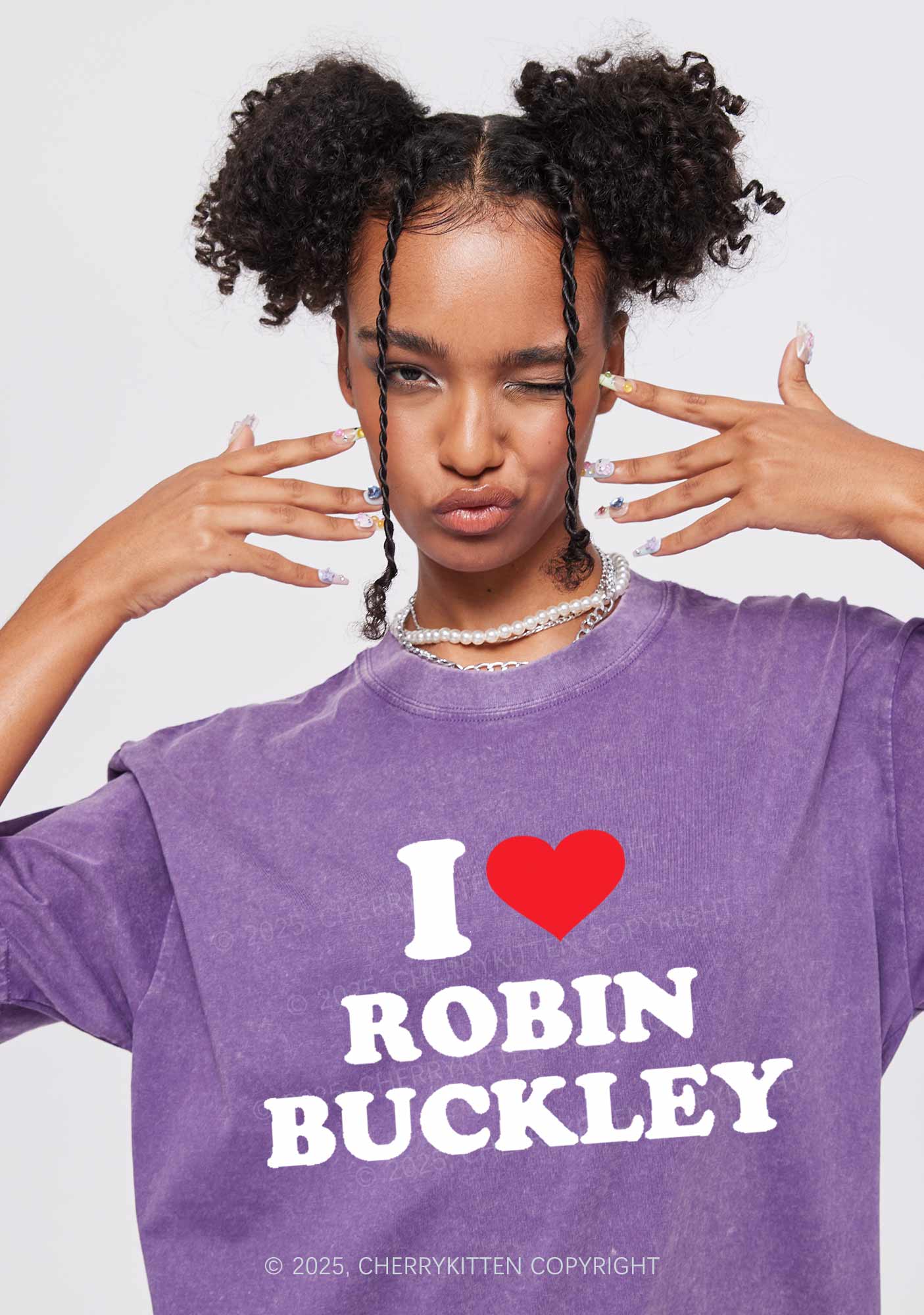 I Love VN Y2K Shirts Washed Tee Cherrykitten - Image 2