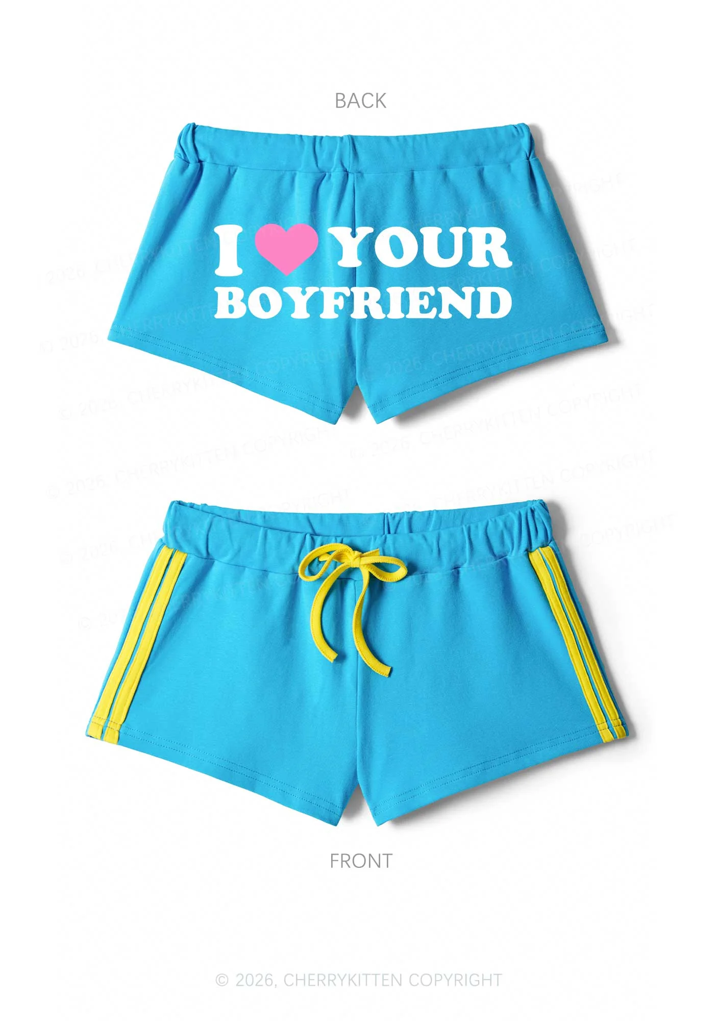 I Love Your BF Valentine's Day Y2K Drawstring Mini Shorts Cherrykitten - Image 4