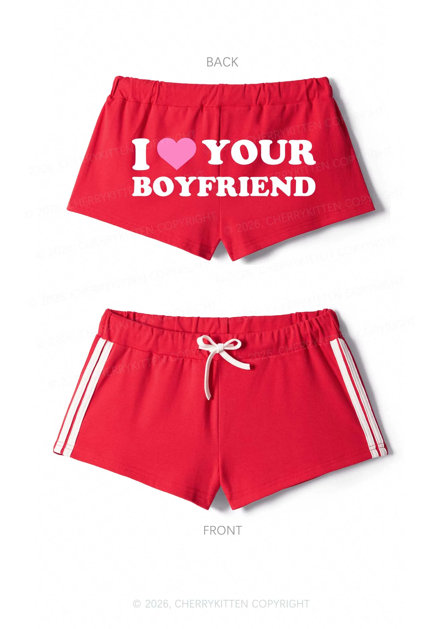 I Love Your BF Valentine's Day Y2K Drawstring Mini Shorts Cherrykitten - Image 5