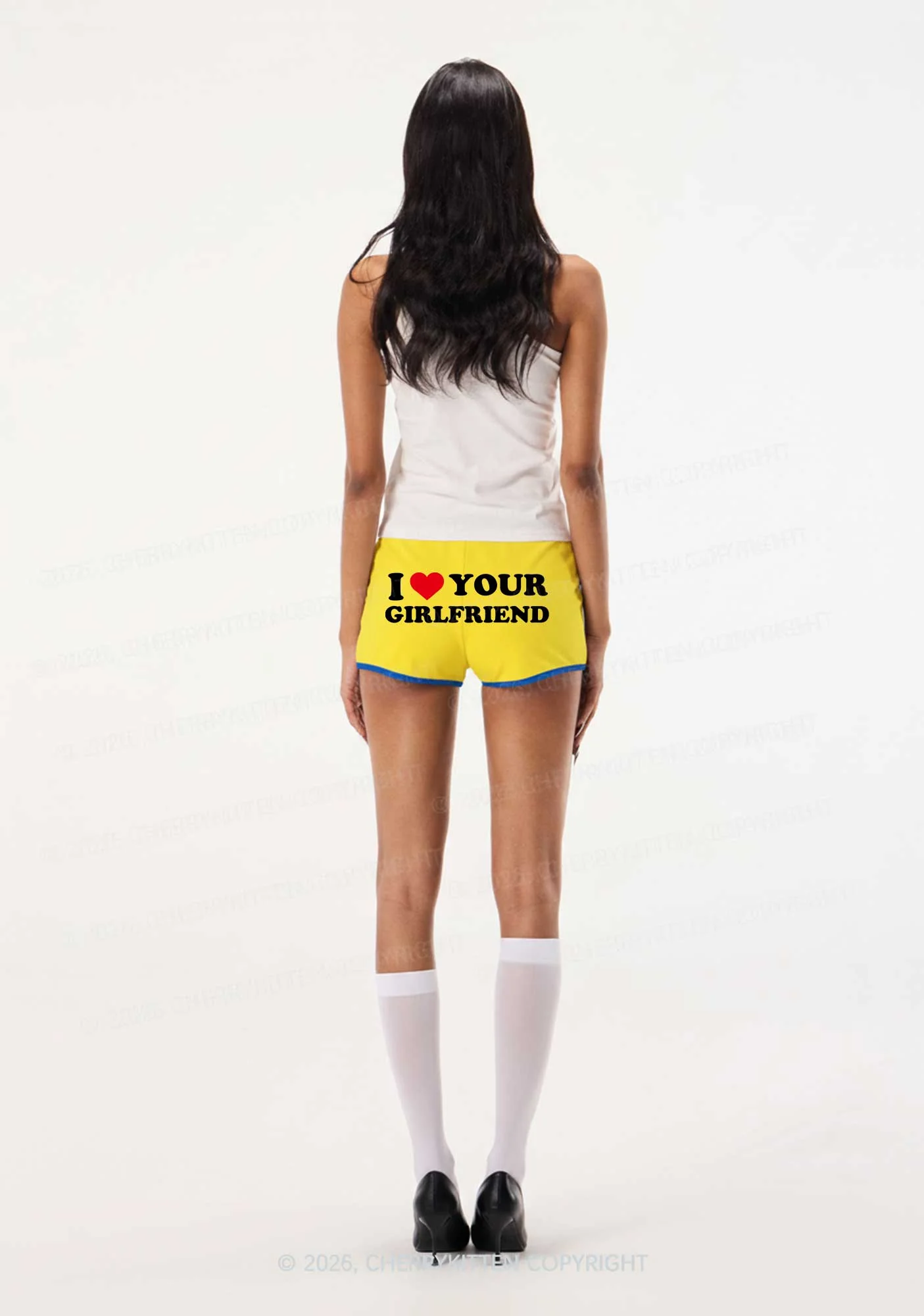 I Love Your GF Valentine's Day Y2K Booty Shorts Cherrykitten - Image 2