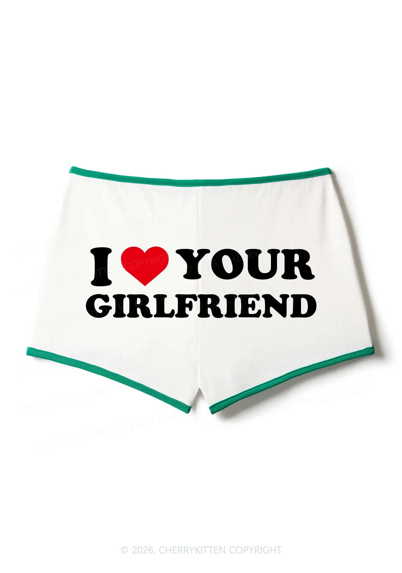 I Love Your GF Valentine's Day Y2K Booty Shorts Cherrykitten - Image 3
