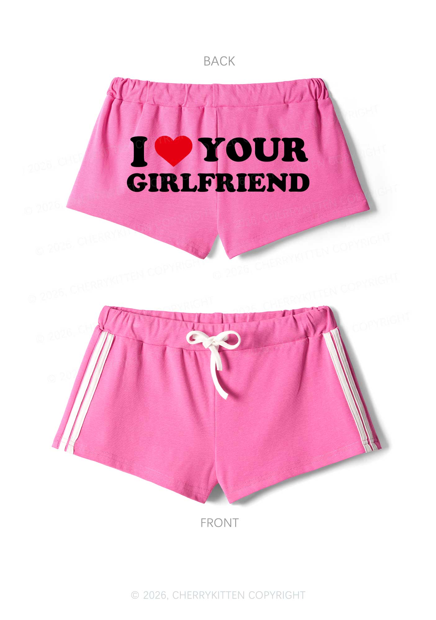 I Love Your GF Valentine's Day Y2K Drawstring Mini Shorts Cherrykitten - Image 3