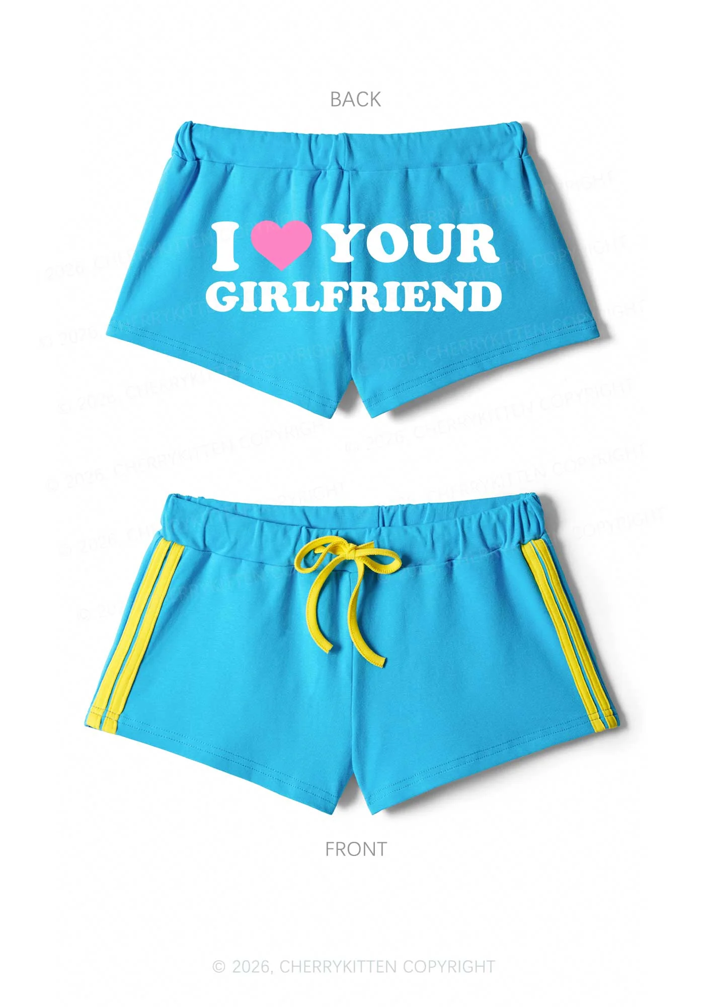I Love Your GF Valentine's Day Y2K Drawstring Mini Shorts Cherrykitten - Image 5