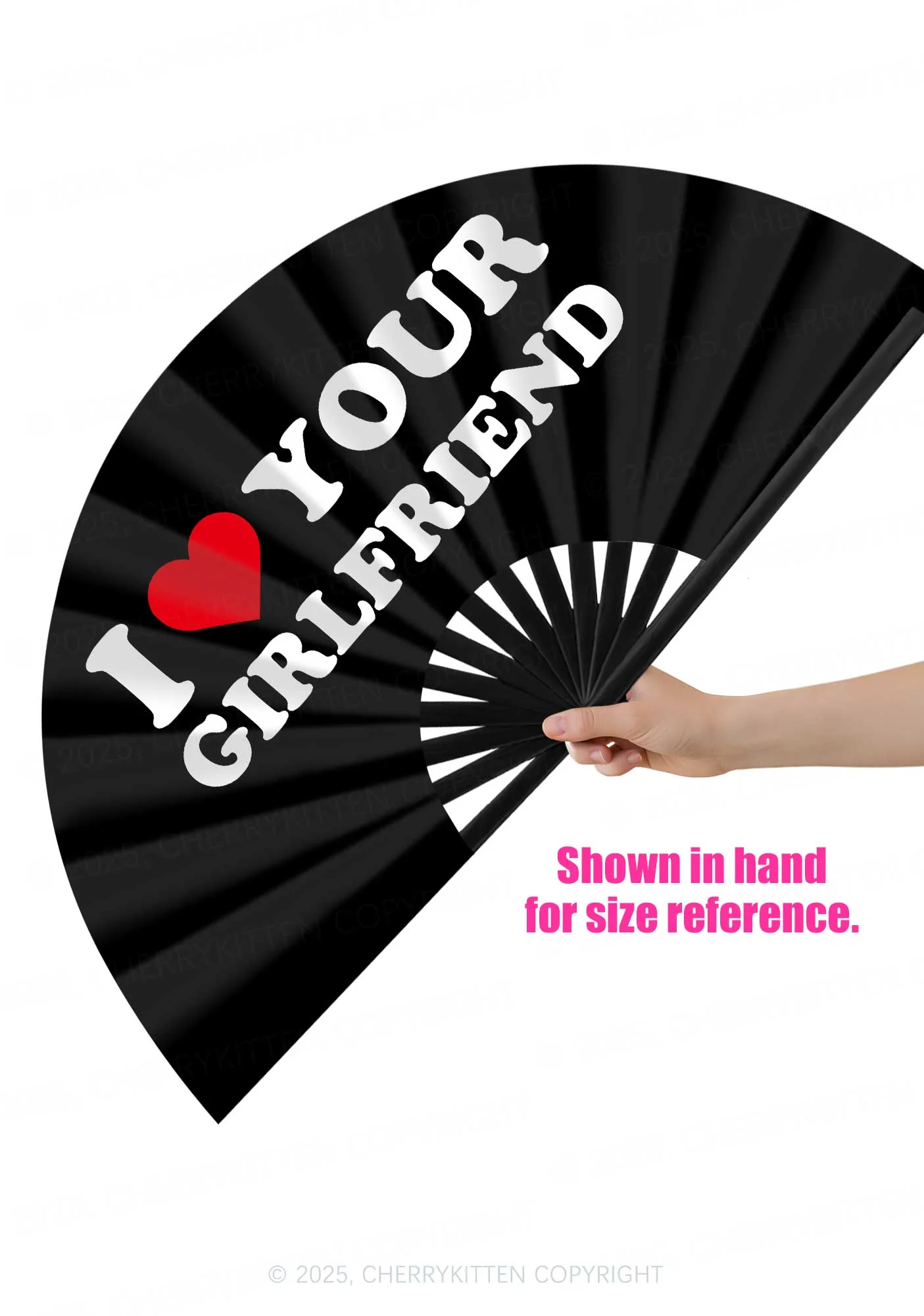 I Love Your GF Valentine's Day Y2K Rave Hand Fan Cherrykitten - Image 2