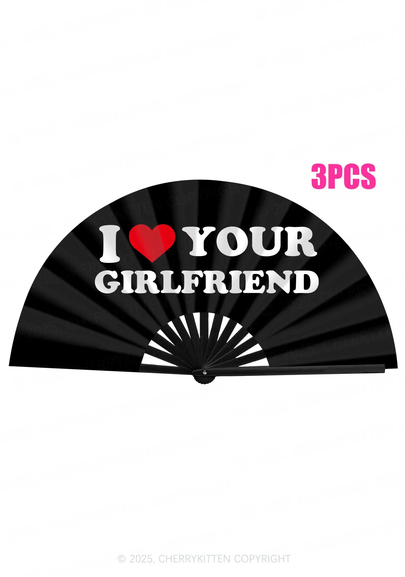 I Love Your GF Valentine's Day Y2K Rave Hand Fan Cherrykitten - Image 3
