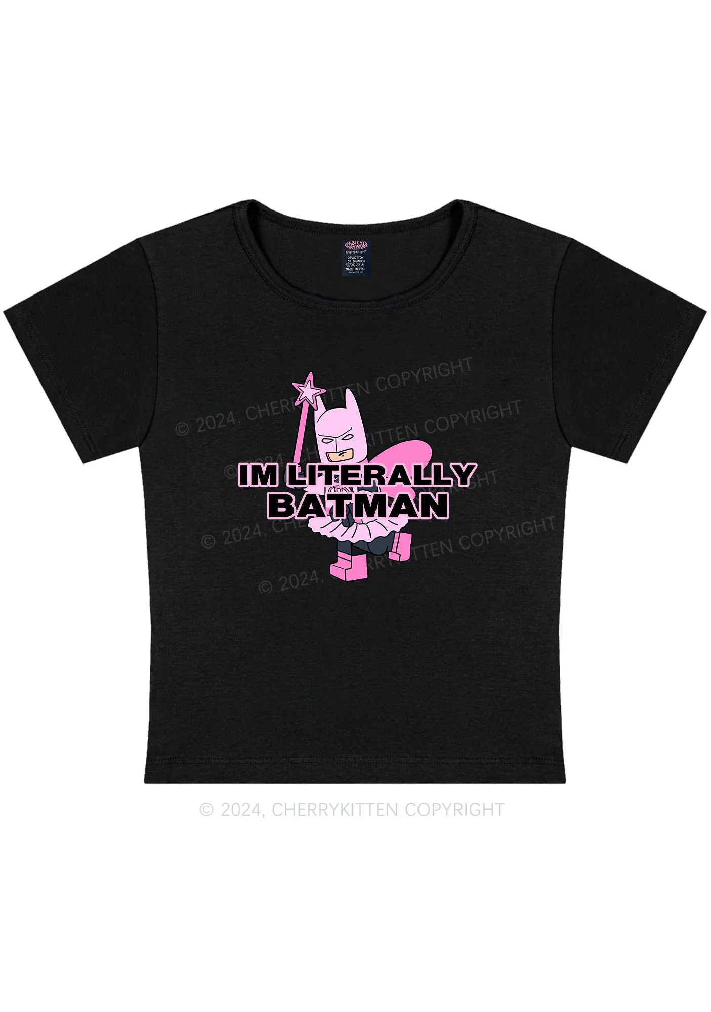 I Am A Batman Y2K Baby Tee Cherrykitten - Image 3