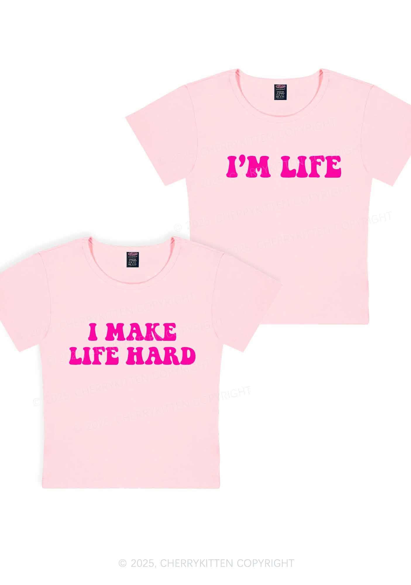 I Make Life Hard Y2K Valentine's Day Baby Tee Cherrykitten - Image 12