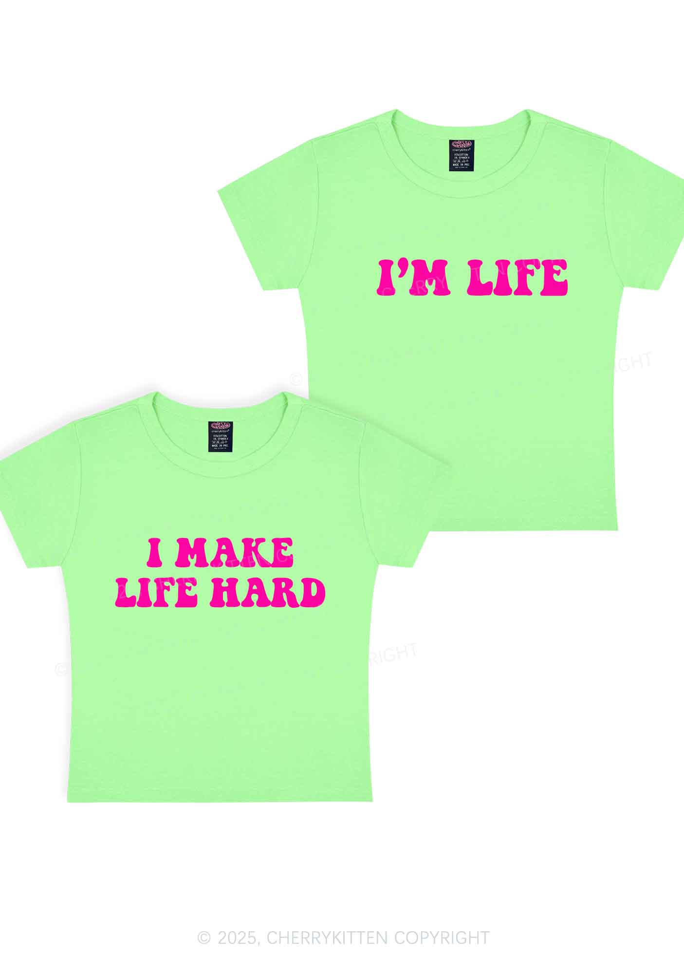 I Make Life Hard Y2K Valentine's Day Baby Tee Cherrykitten - Image 13
