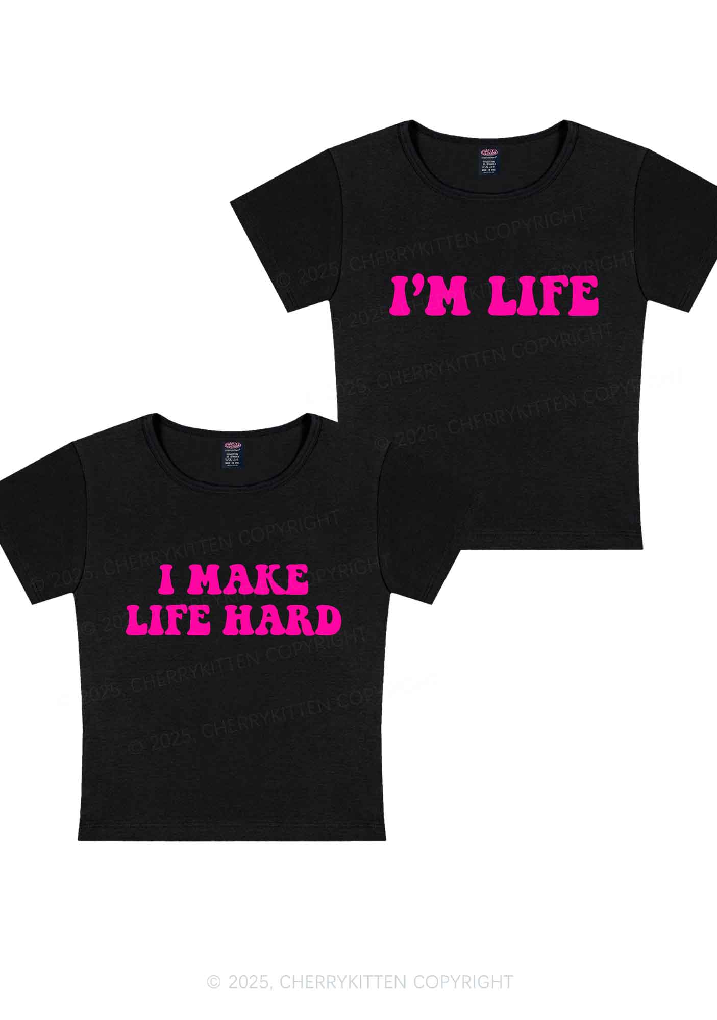 I Make Life Hard Y2K Valentine's Day Baby Tee Cherrykitten - Image 4