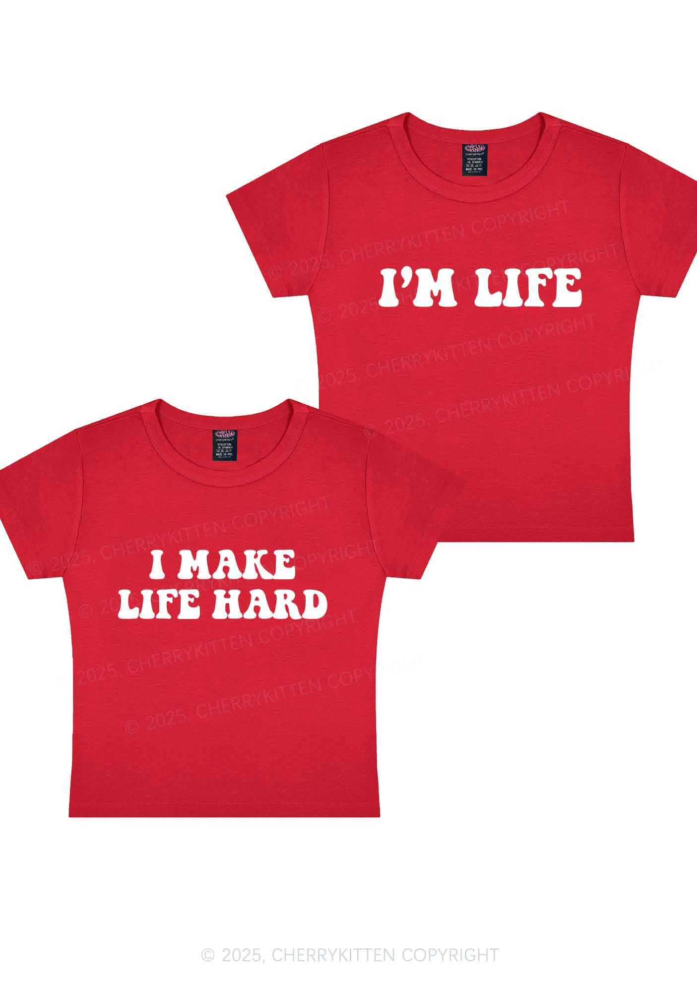 I Make Life Hard Y2K Valentine's Day Baby Tee Cherrykitten - Image 5