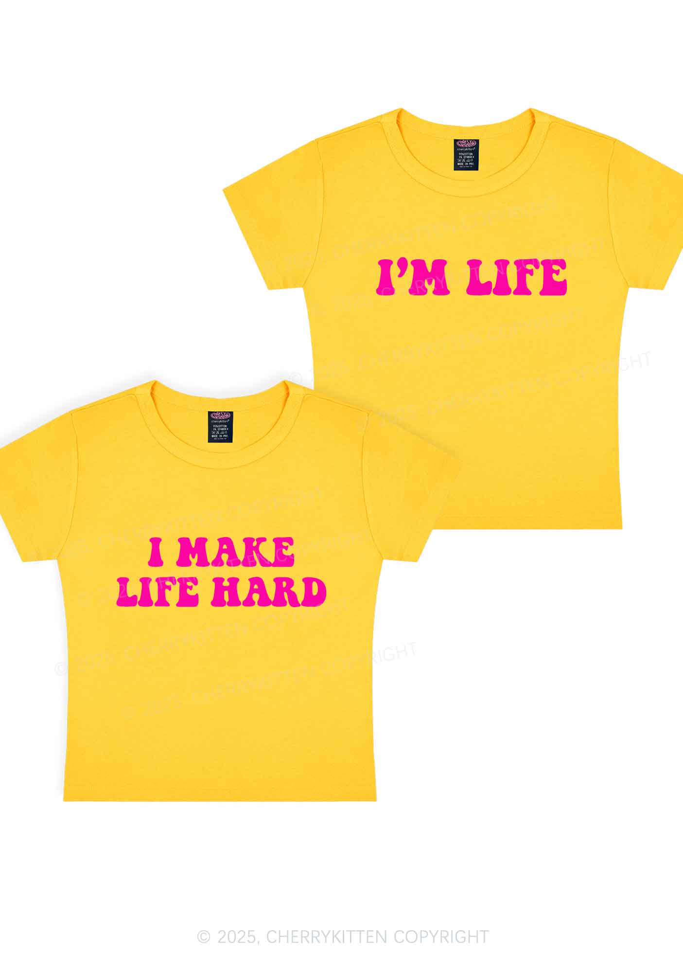 I Make Life Hard Y2K Valentine's Day Baby Tee Cherrykitten - Image 6