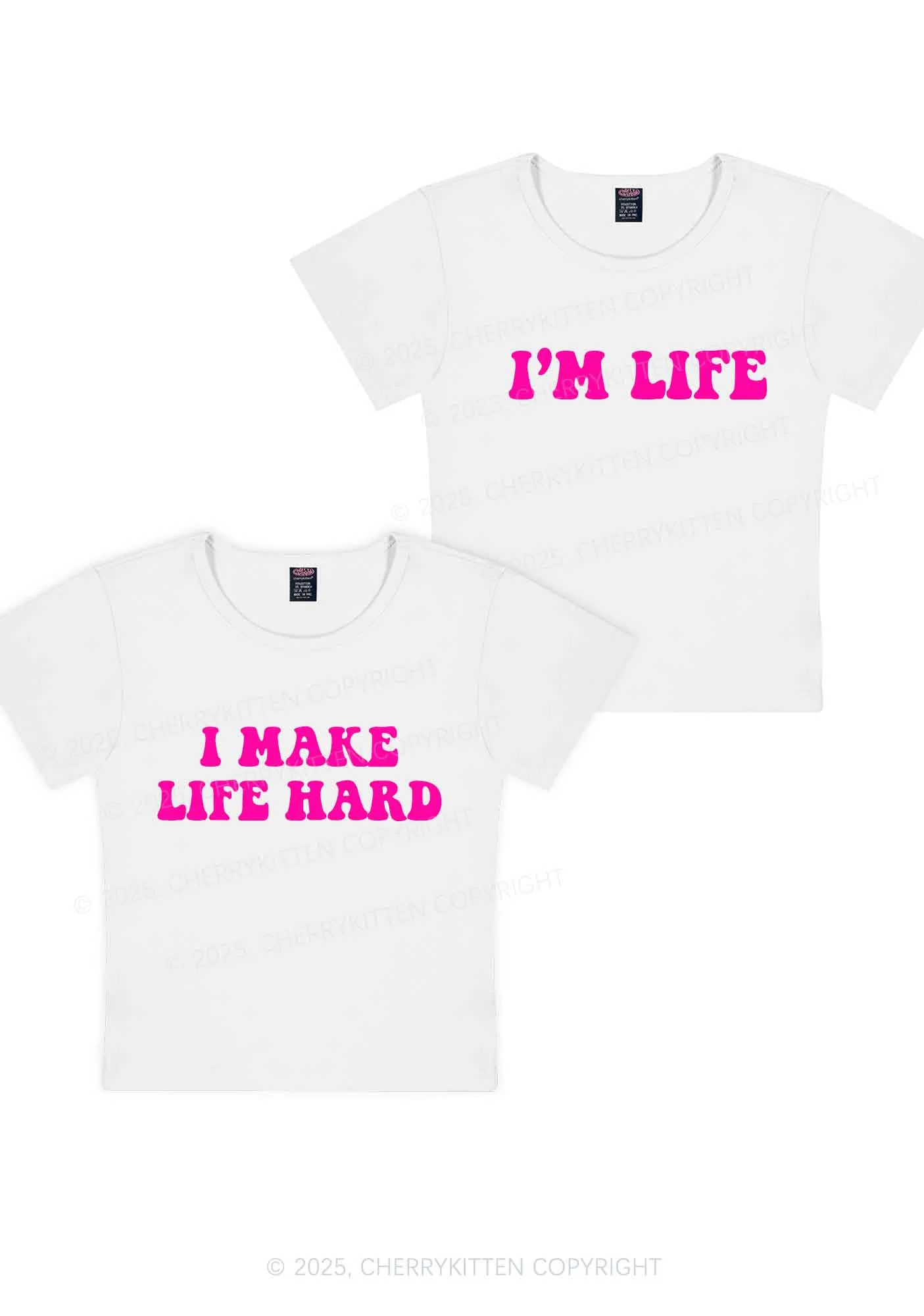 I Make Life Hard Y2K Valentine's Day Baby Tee Cherrykitten - Image 7
