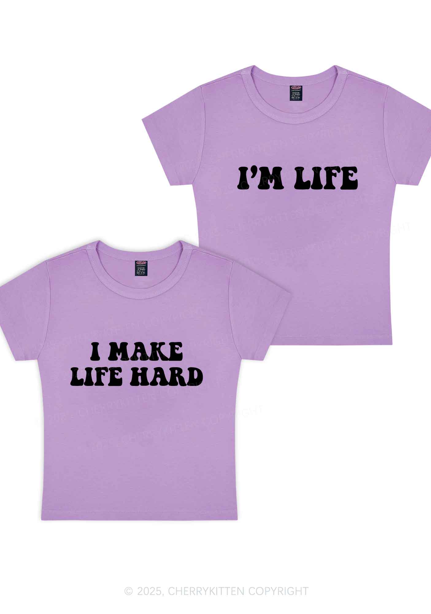 I Make Life Hard Y2K Valentine's Day Baby Tee Cherrykitten - Image 8