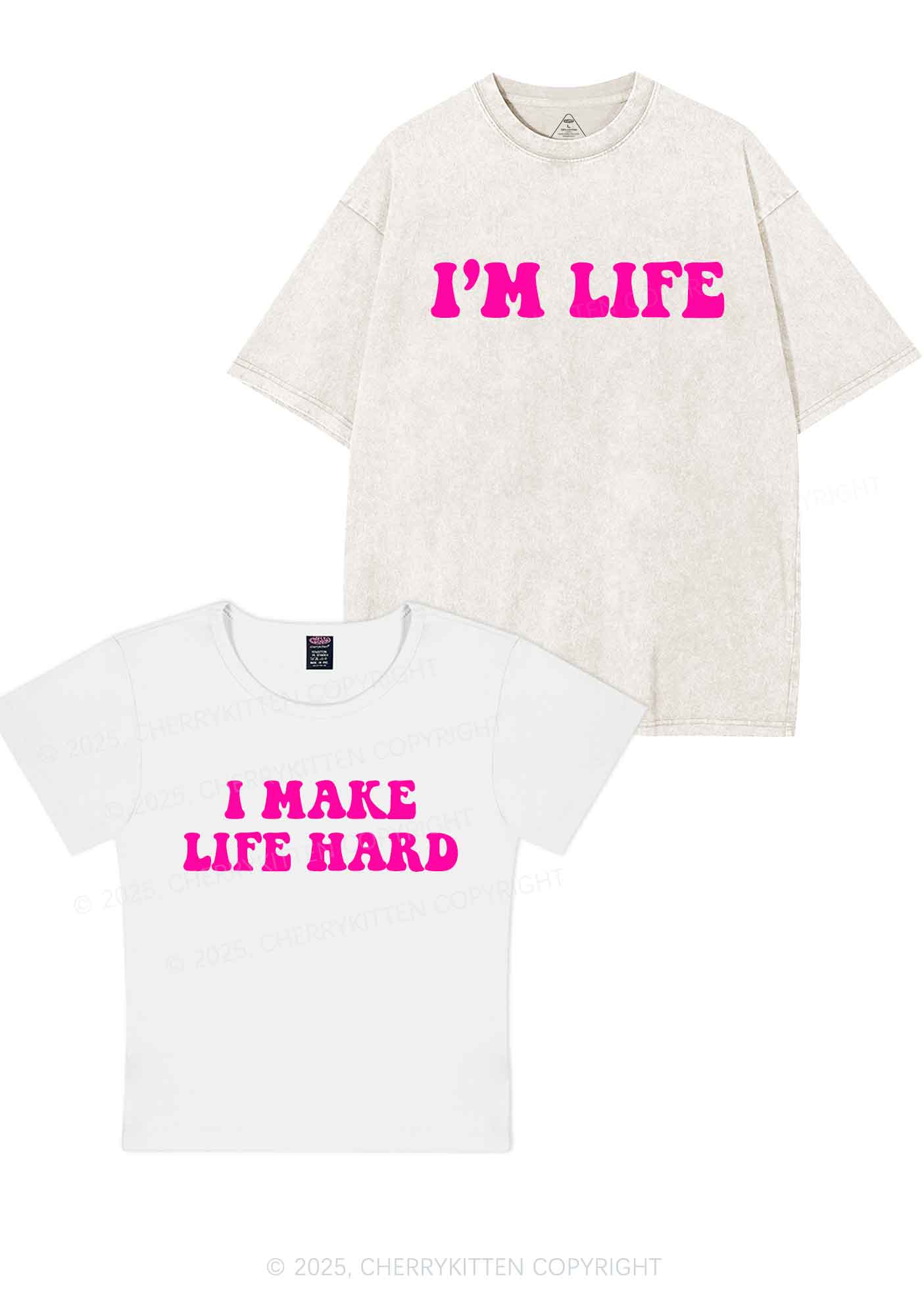 I Make Life Hard Y2K Valentine's Day Couple Shirt Cherrykitten - Image 9
