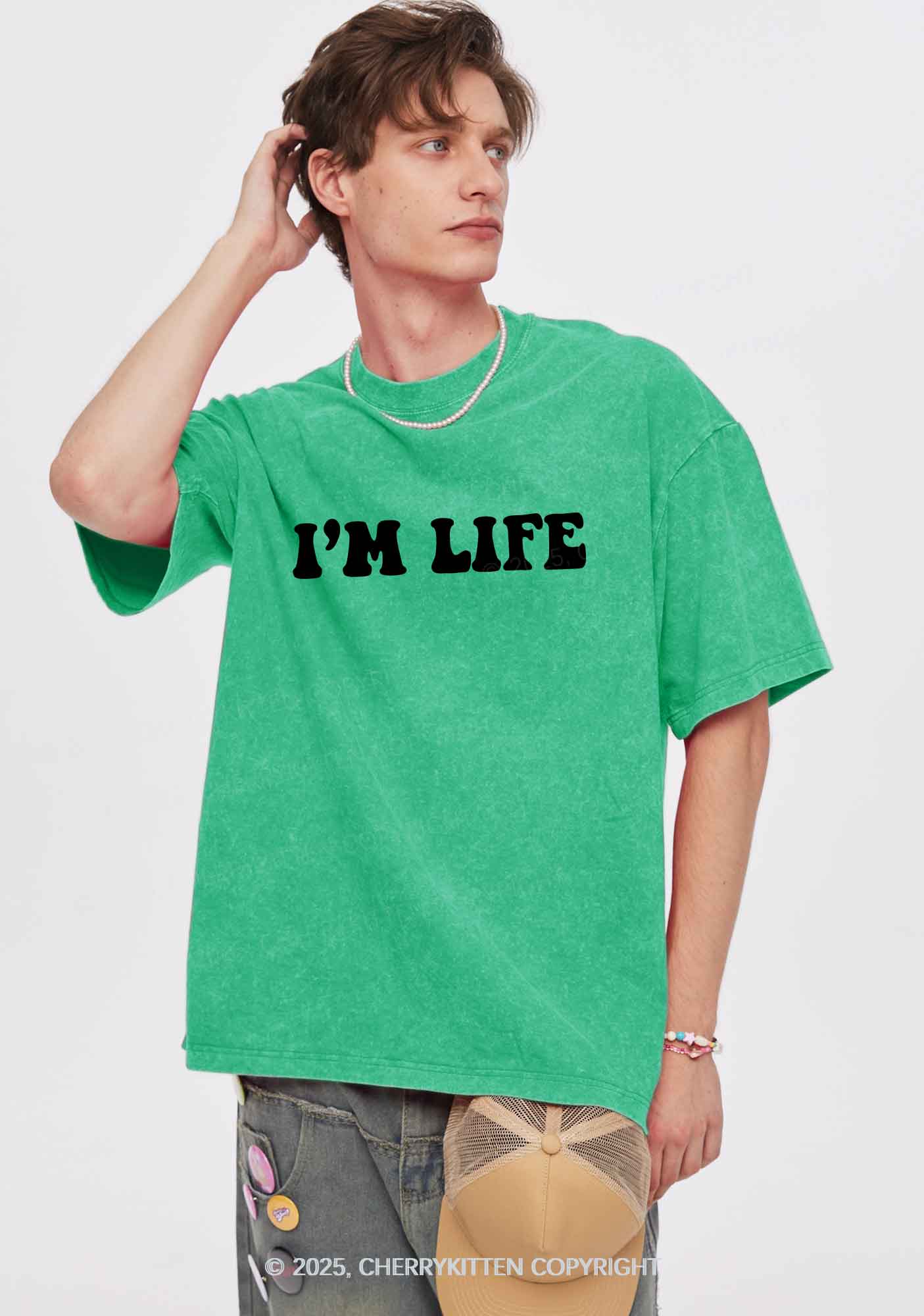 I Make Life Hard Y2K Valentine's Day Washed Tee Cherrykitten - Image 3