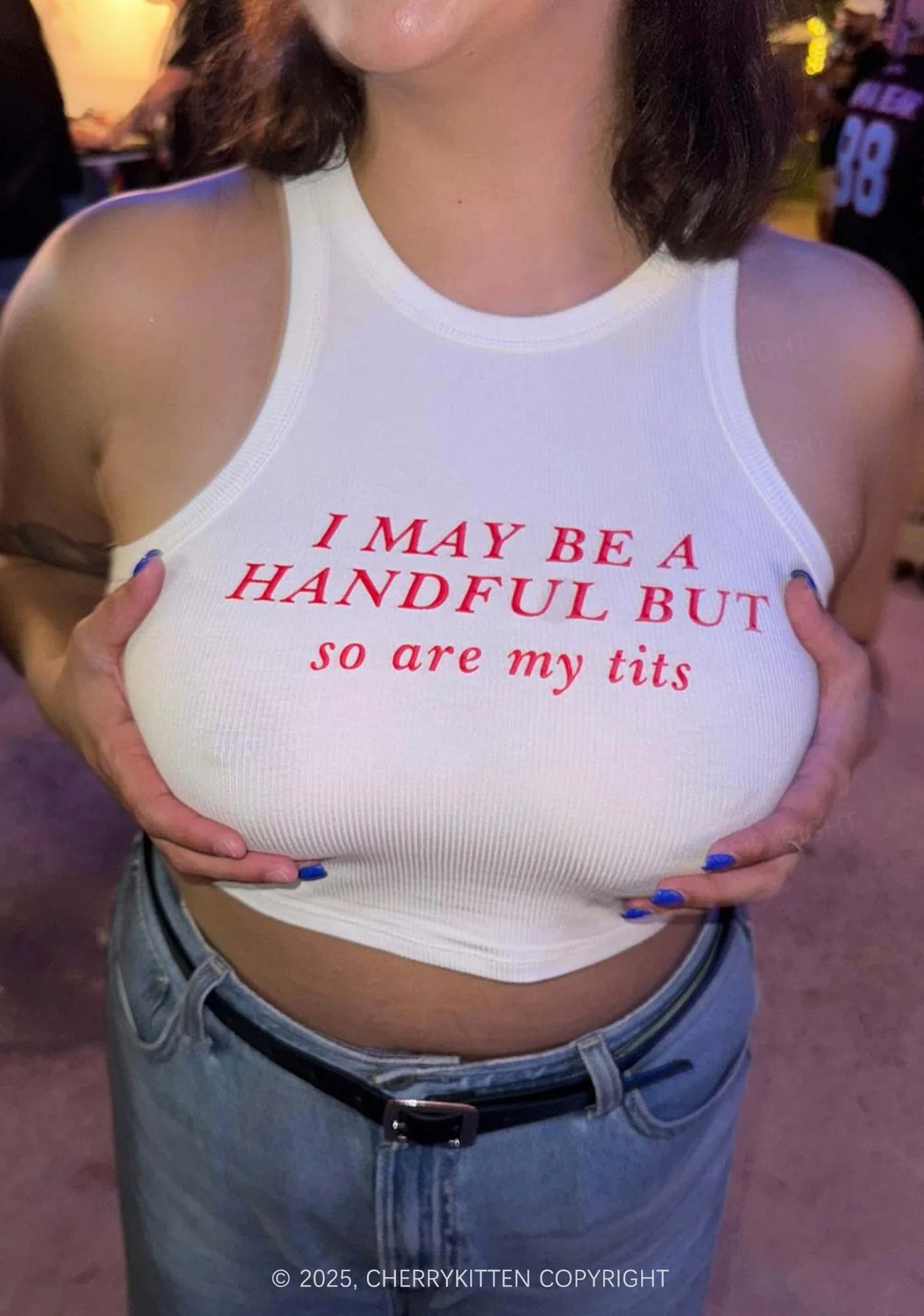 I May Be A Handful Y2K Crop Tank Top Cherrykitten - Image 3