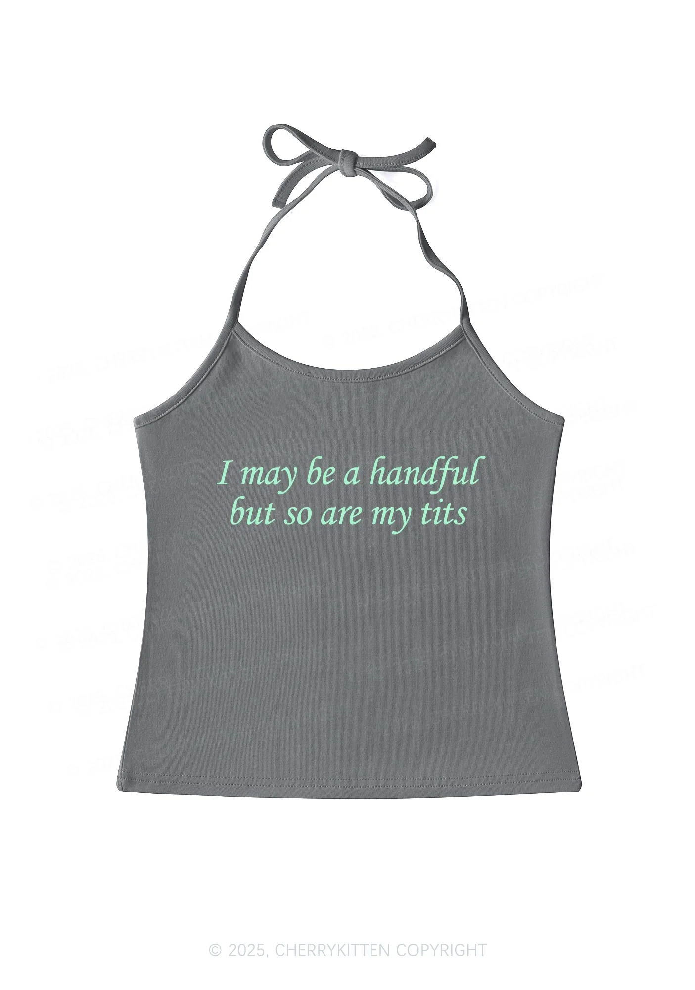 I May Be A Handful Y2K Halter Neck Cami Cherrykitten - Image 2