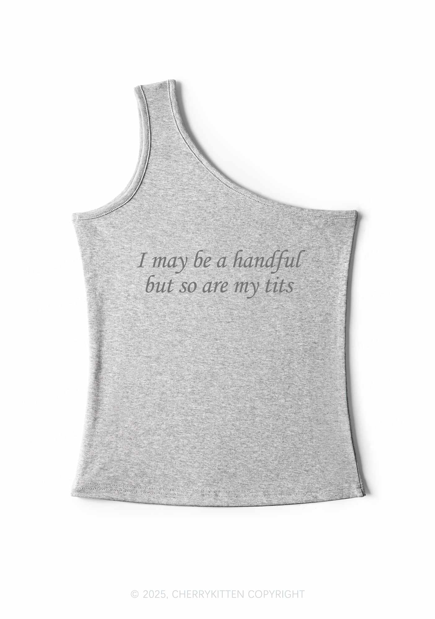 I May Be A Handful Y2K One Shoulder Tank Top Cherrykitten - Image 5