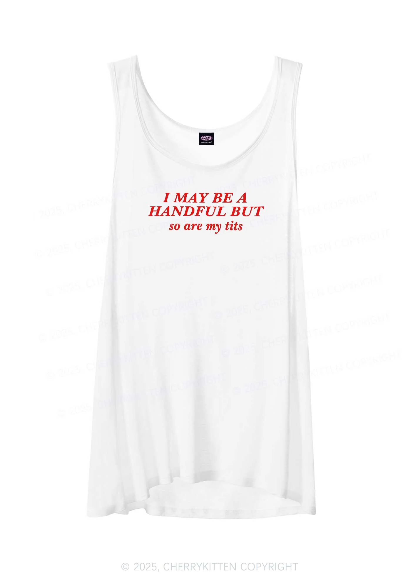 I May Be A Handful Y2K Sheer Boyfriend Tank Cherrykitten - Image 2