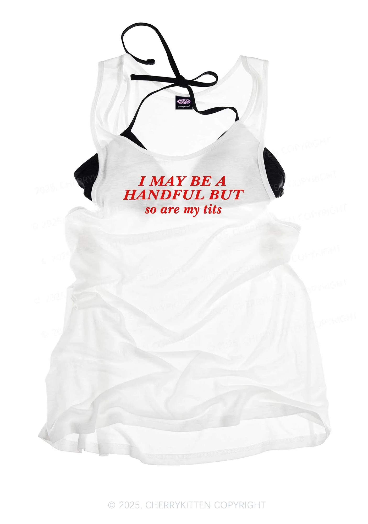 I May Be A Handful Y2K Sheer Boyfriend Tank Cherrykitten - Image 3