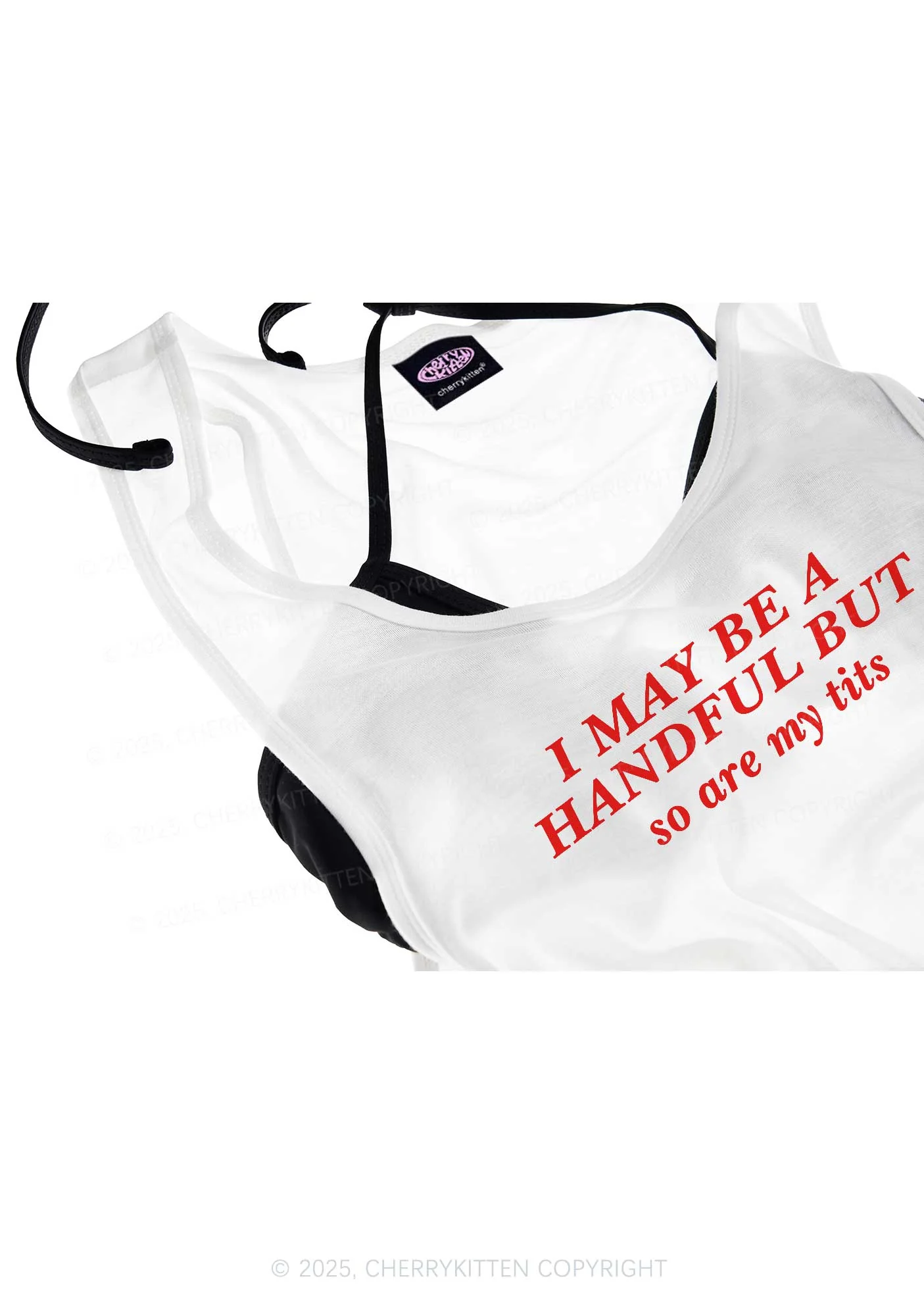 I May Be A Handful Y2K Sheer Boyfriend Tank Cherrykitten - Image 4
