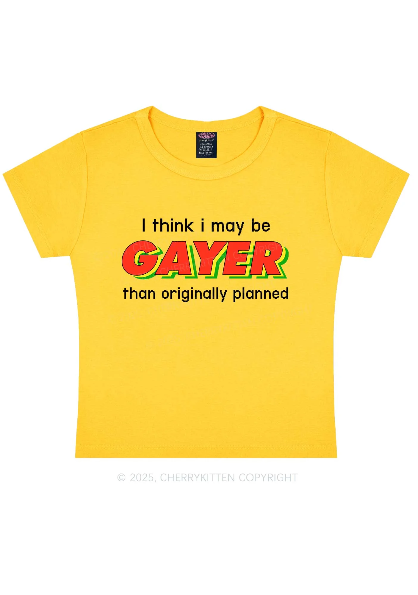 I May Be Gayer Pride Y2K Baby Tee Cherrykitten - Image 5