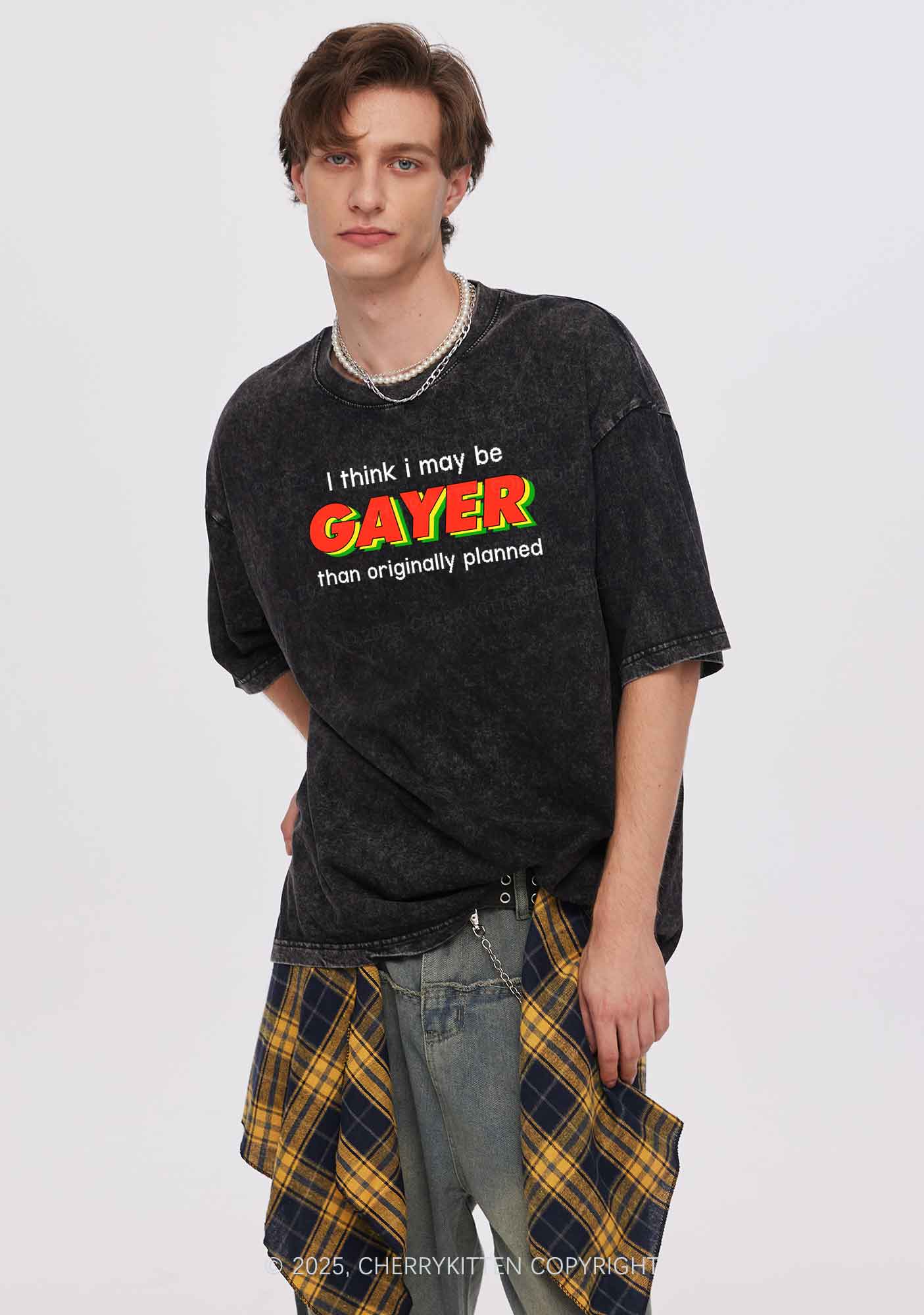 I May Be Gayer Pride Y2K Shirts Washed Tee Cherrykitten - Image 2