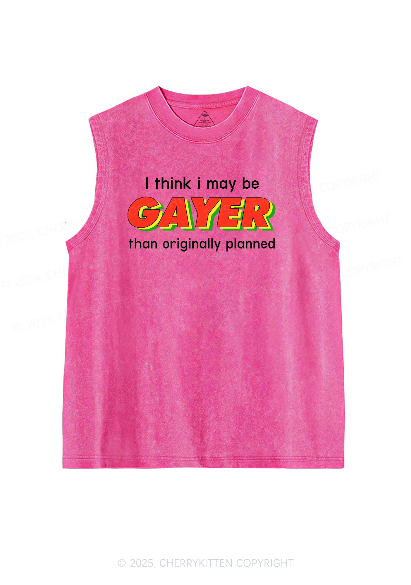 I May Be Gayer Pride Y2K Washed Muscle Tank Cherrykitten - Image 3