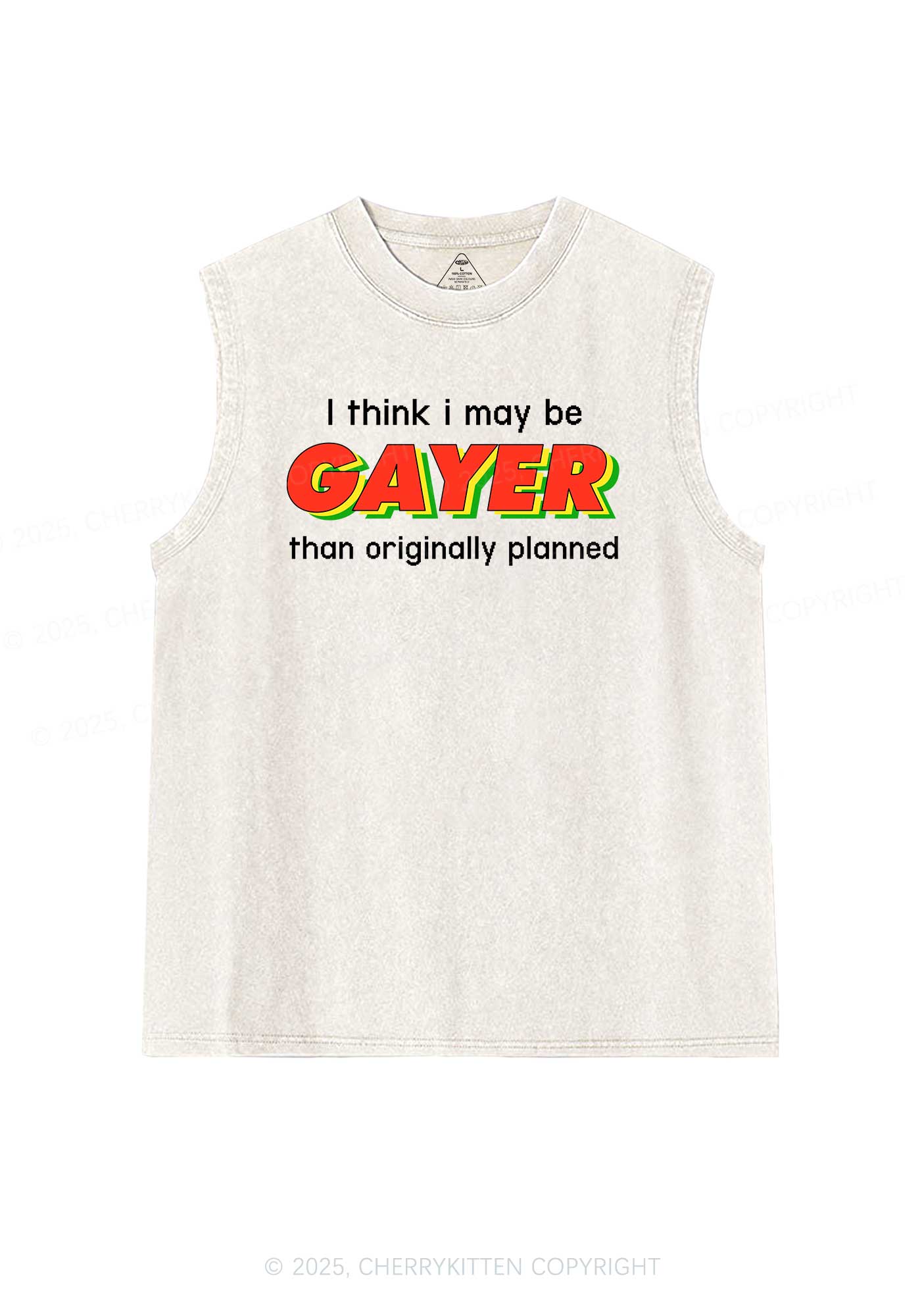 I May Be Gayer Pride Y2K Washed Muscle Tank Cherrykitten - Image 4