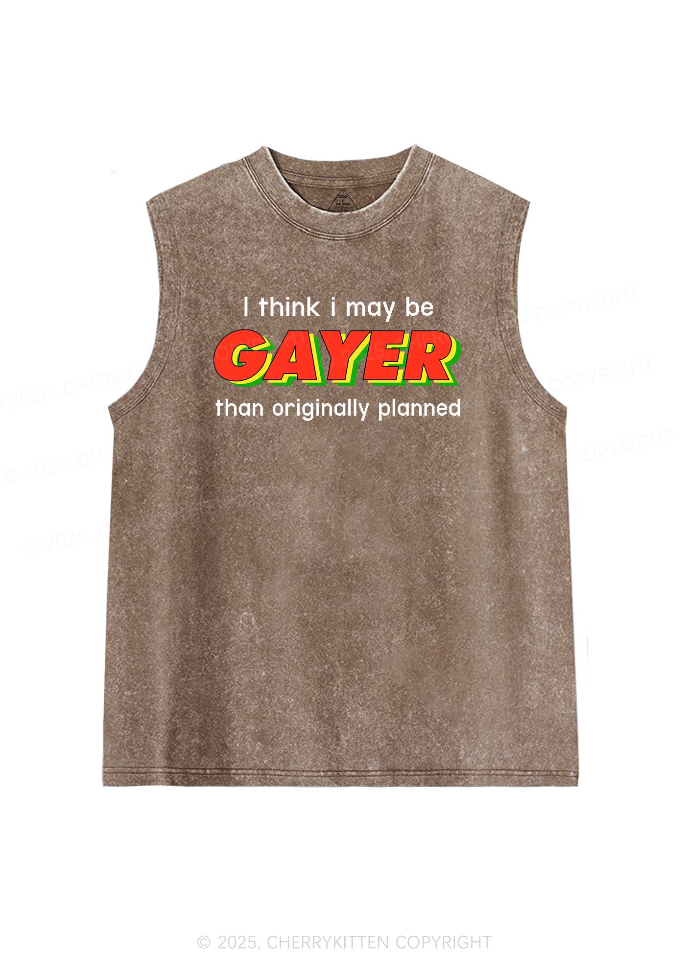 I May Be Gayer Pride Y2K Washed Muscle Tank Cherrykitten - Image 5