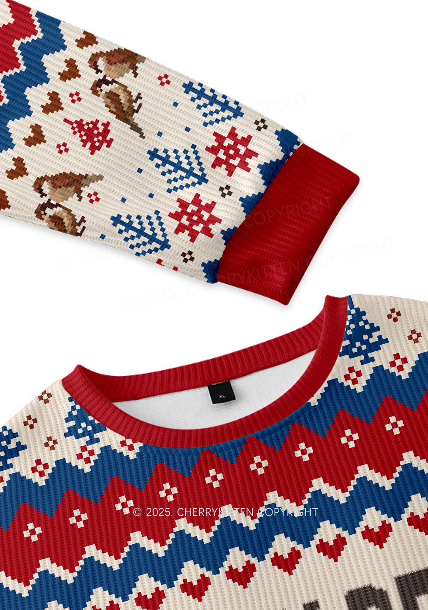 I May Be Handful Y2K Christmas Knit Sweatshirt Cherrykitten - Image 3