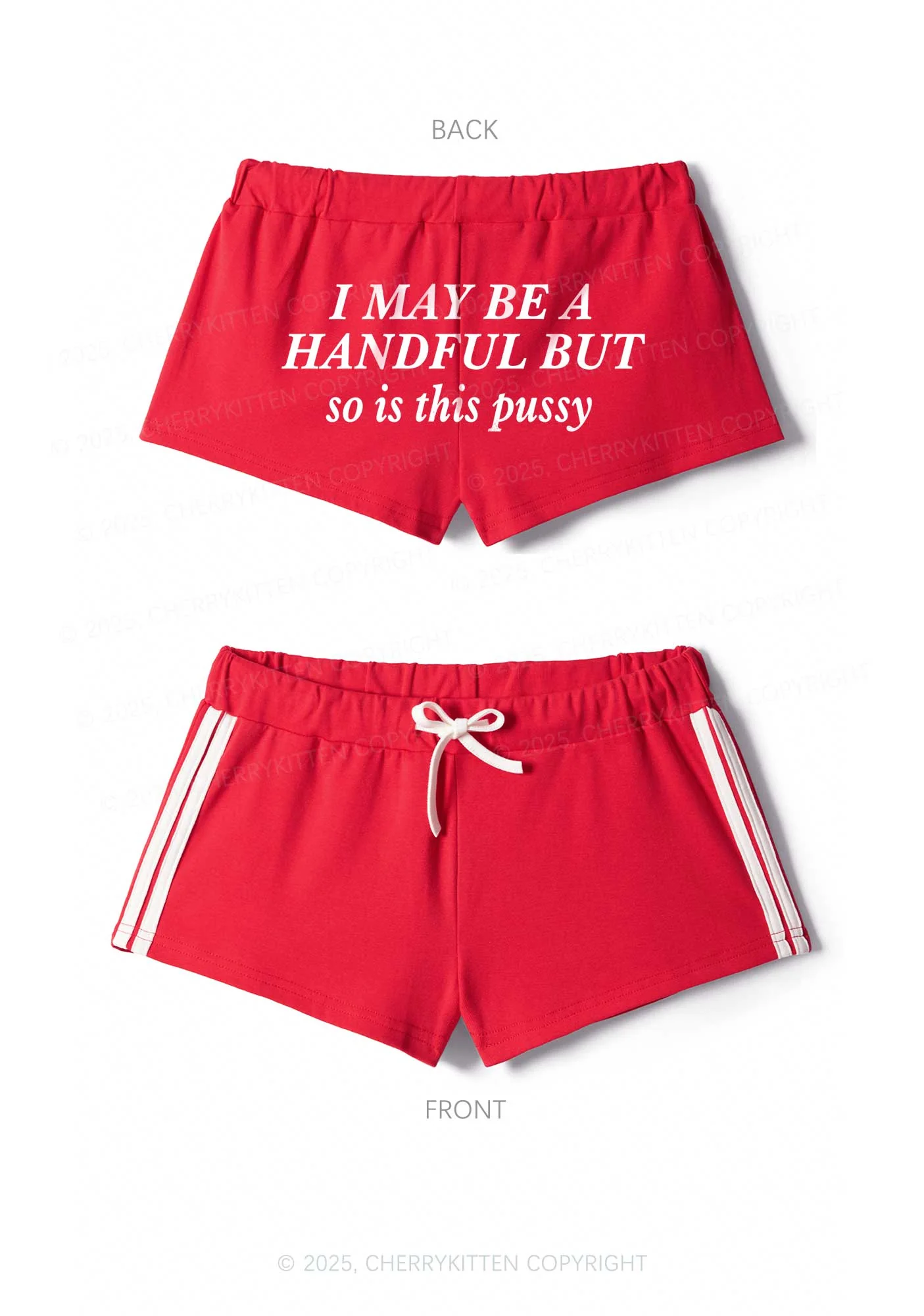 I May Be Handful Y2K Drawstring Mini Shorts Cherrykitten - Image 4