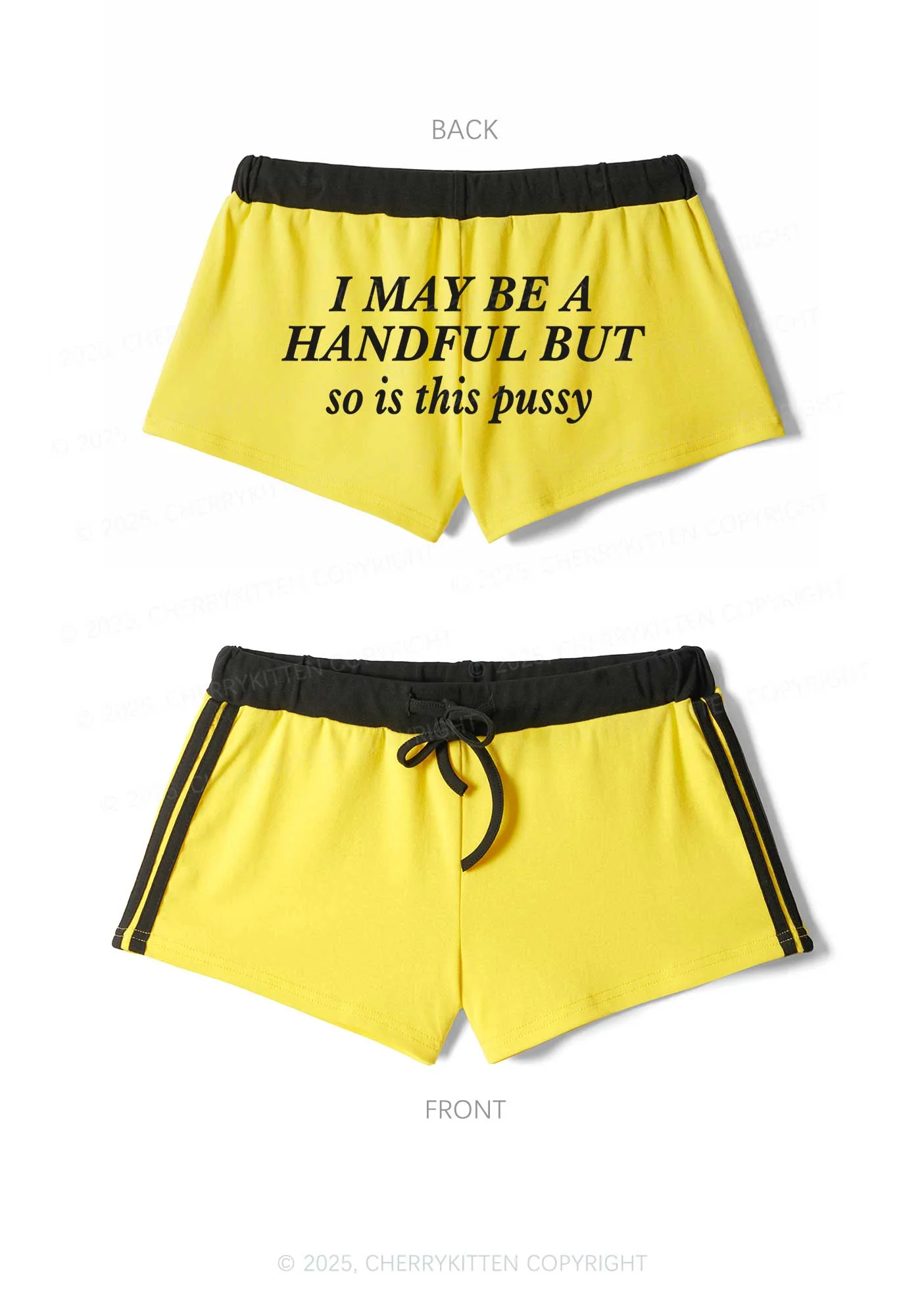 I May Be Handful Y2K Drawstring Mini Shorts Cherrykitten - Image 5