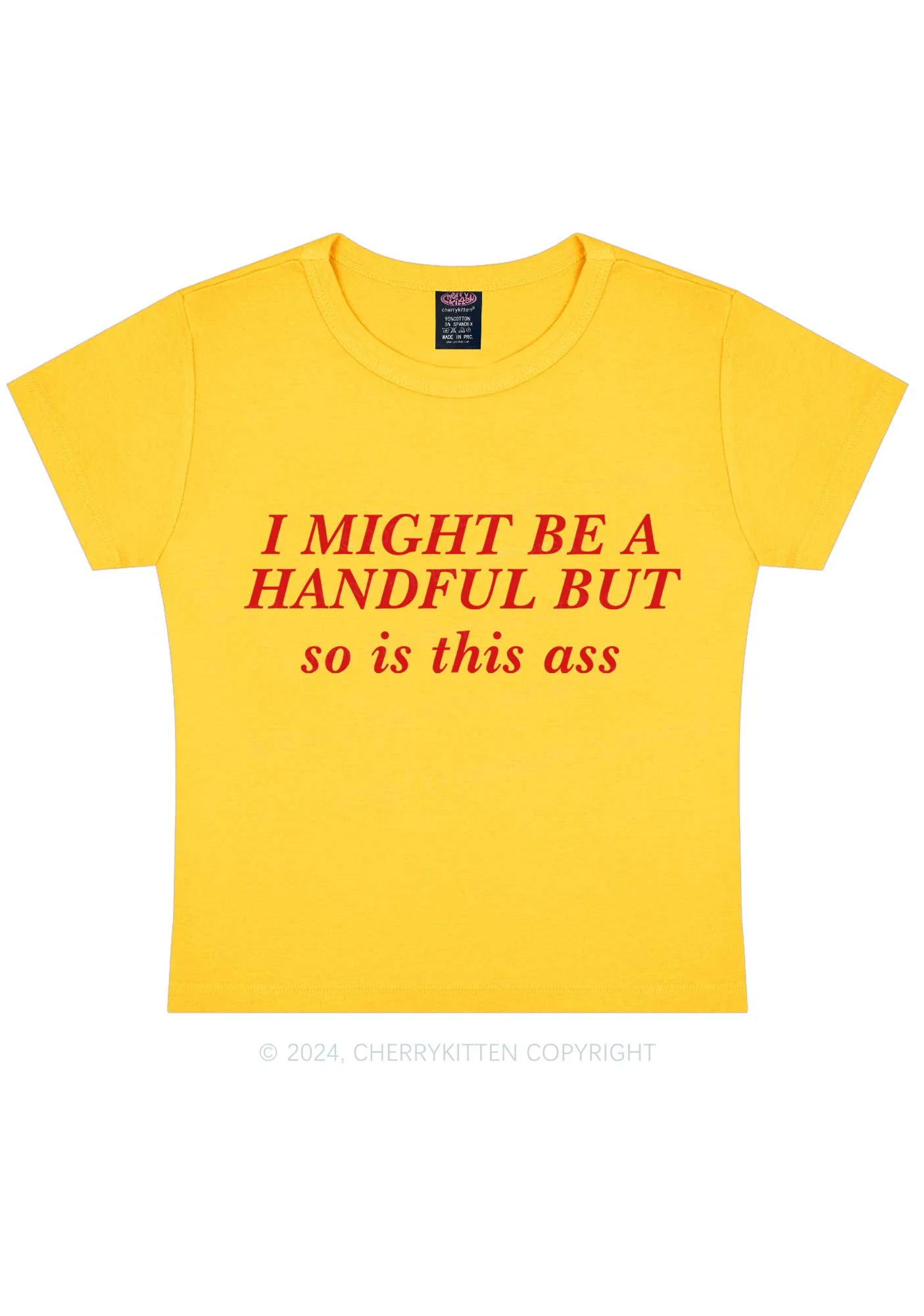 I Might Be Handful Y2K Baby Tee Cherrykitten - Image 5