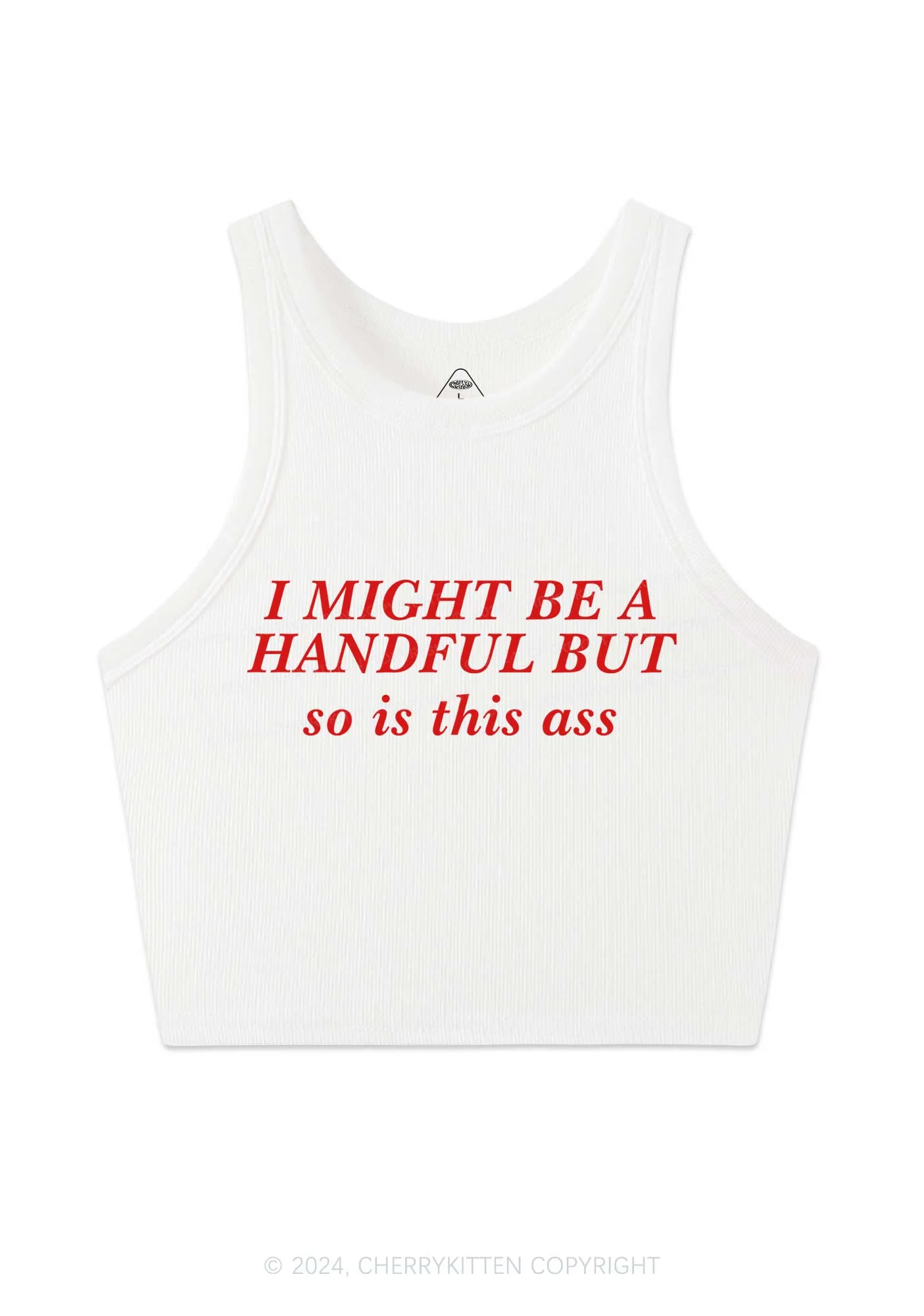 I Might Be Handful Y2K Crop Tank Top Cherrykitten - Image 3