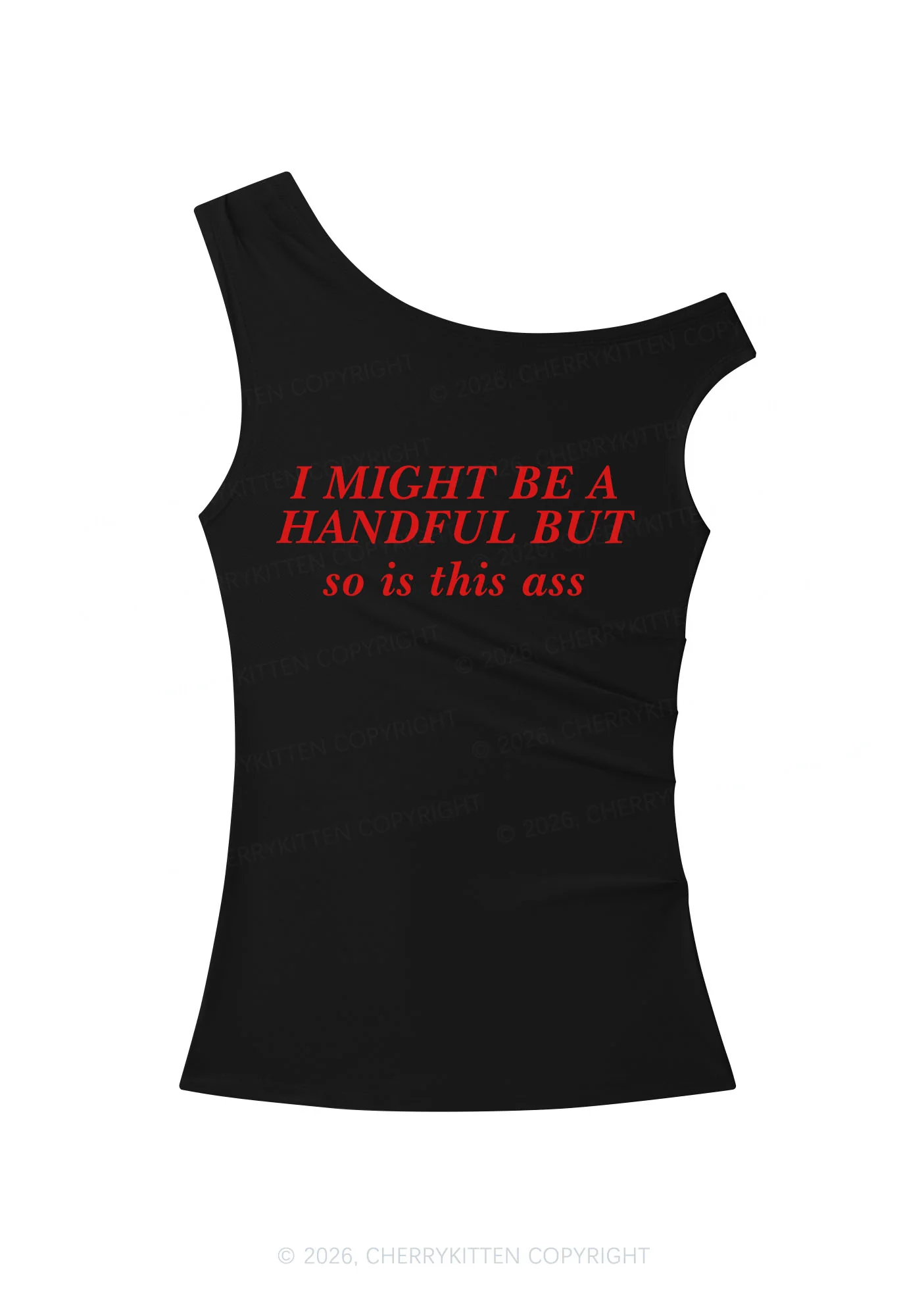I Might Be Handful Y2K Off Shoulder Tank Top Cherrykitten - Image 3