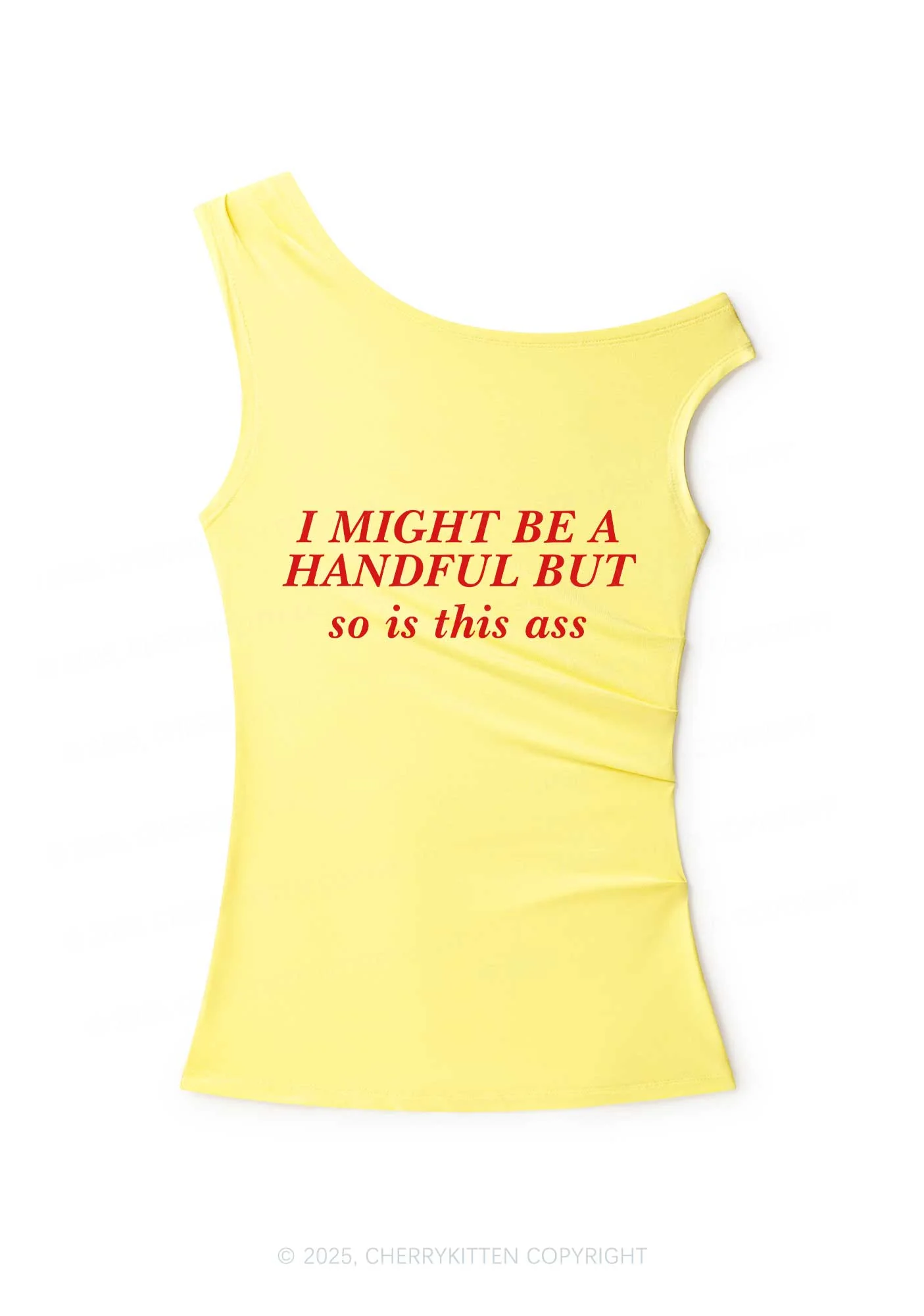 I Might Be Handful Y2K Off Shoulder Tank Top Cherrykitten - Image 4