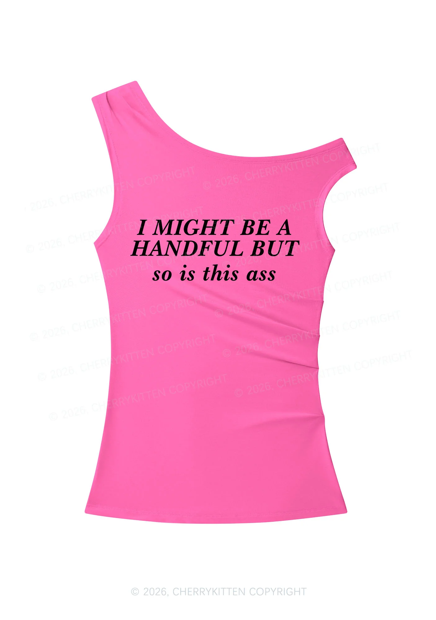 I Might Be Handful Y2K Off Shoulder Tank Top Cherrykitten - Image 5