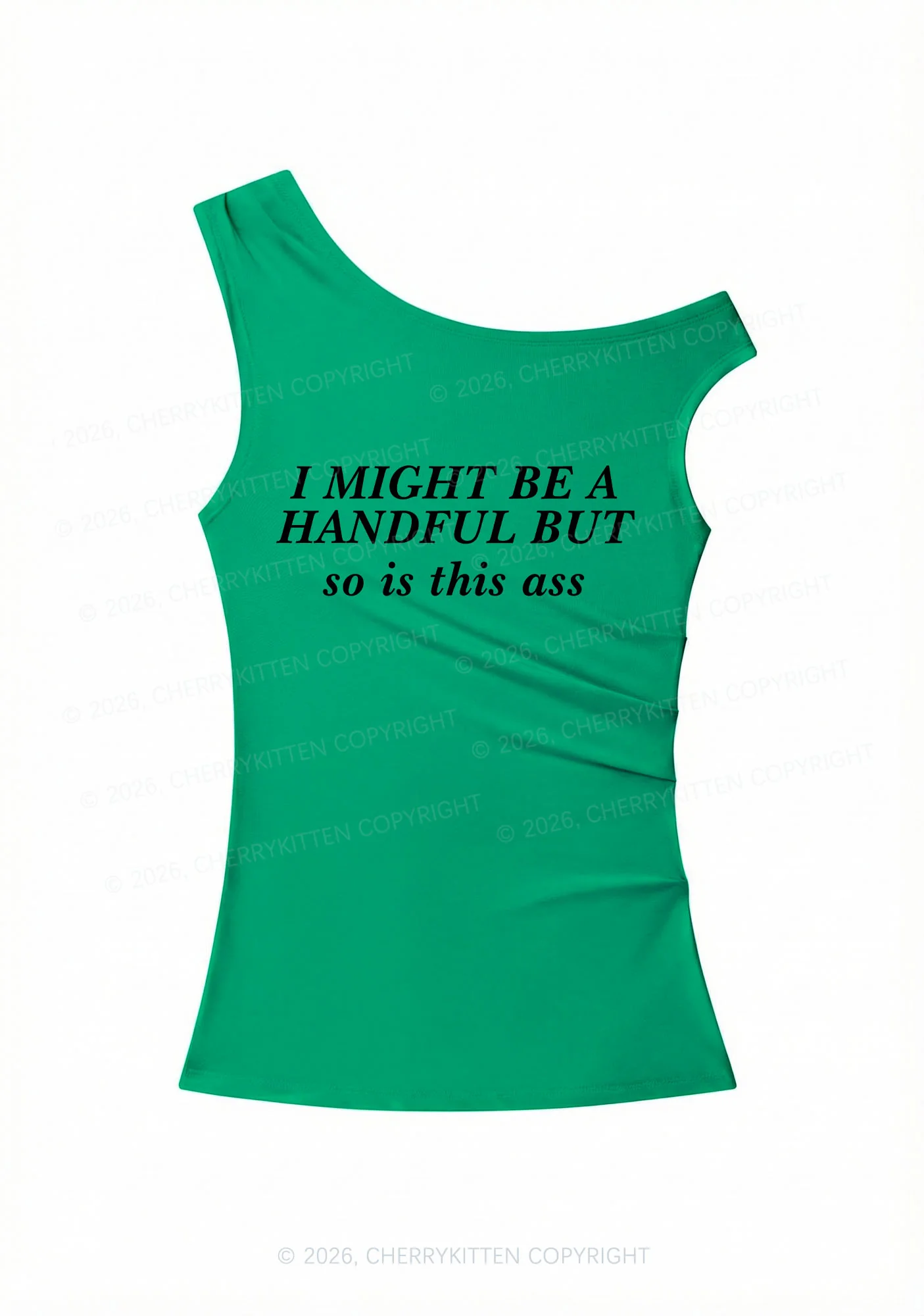 I Might Be Handful Y2K Off Shoulder Tank Top Cherrykitten - Image 8