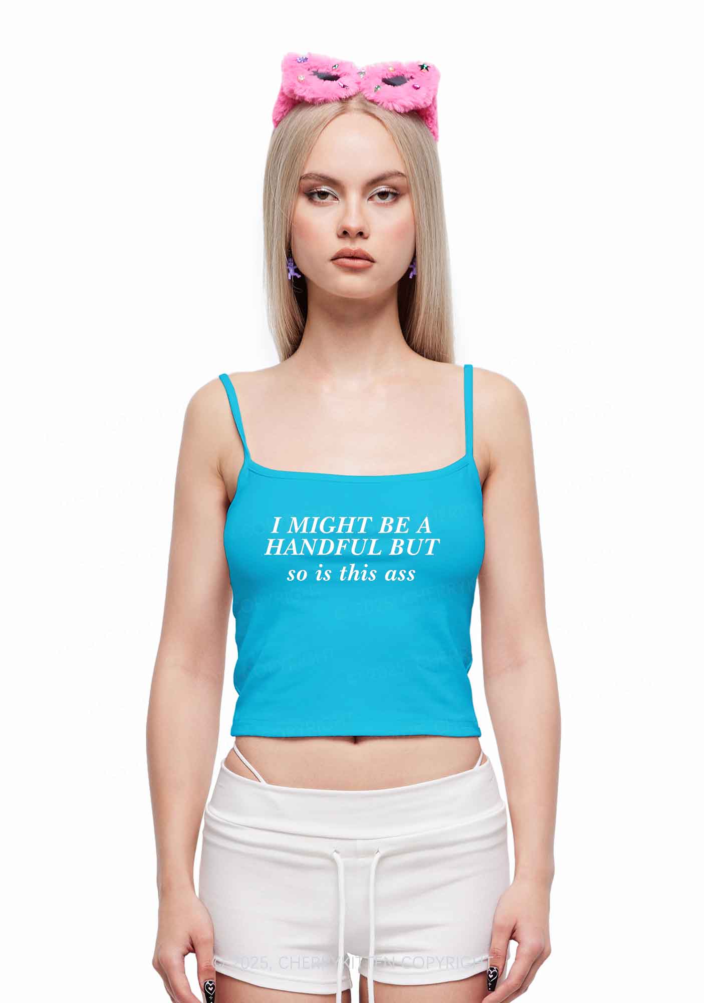 I Might Be Handful Y2K Spaghetti Strap Cami Cherrykitten - Image 2